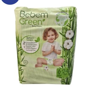 پوشک ببم سبز سایز 6 XX LARGE بسته بندی ۲۴ عددی Bebem Green diapers, size 6 XX LARGE, pack of 24 pieces
