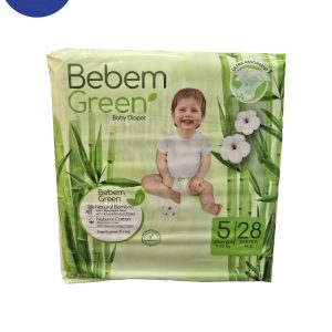پوشک ببم سبز سایز 5 XLARGE بسته بندی ۲۸ عددی Bebem Green diaper size 5 XLARGE pack of 28 pieces