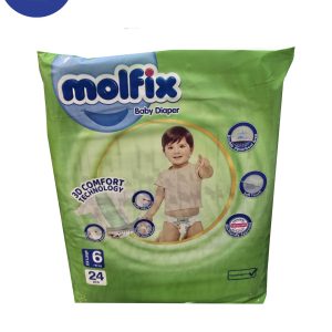 پوشک مولفیکس سایز6 XXLARGE بسته بندی 24 عددی Molfix diapers size 6 XXLARGE, 24pcs