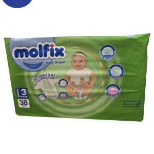 پوشک مولفیکس سایز 3 MEDIUM بسته بندی 38 عددی  Molfix diape , size 3 MEDIUM ,38 pcs