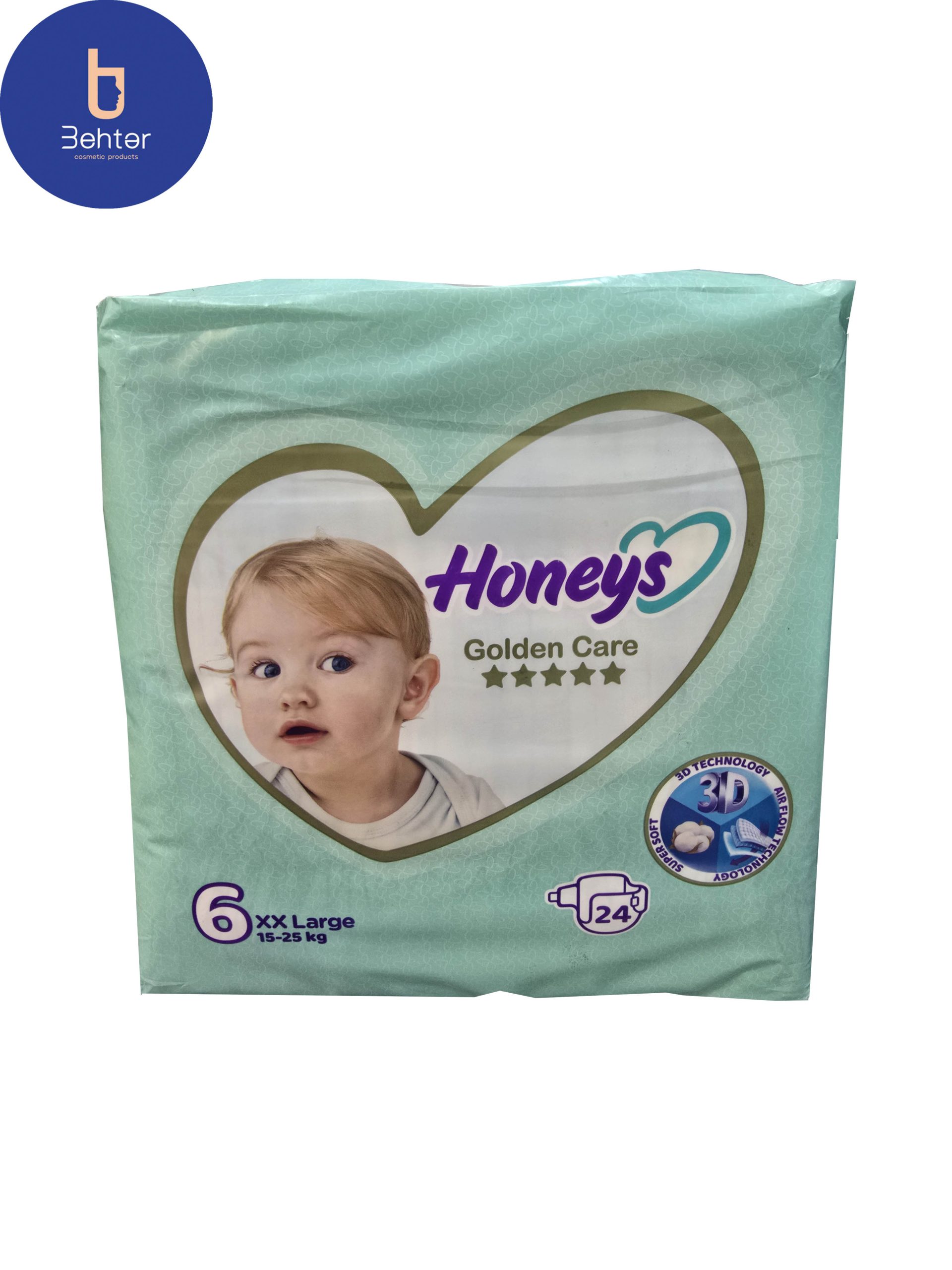 پوشک هانیز سایز 6 XX LARGE بسته بندی 24 عددی Honeys diapers , size 6 XX LARGE , 24 pcs