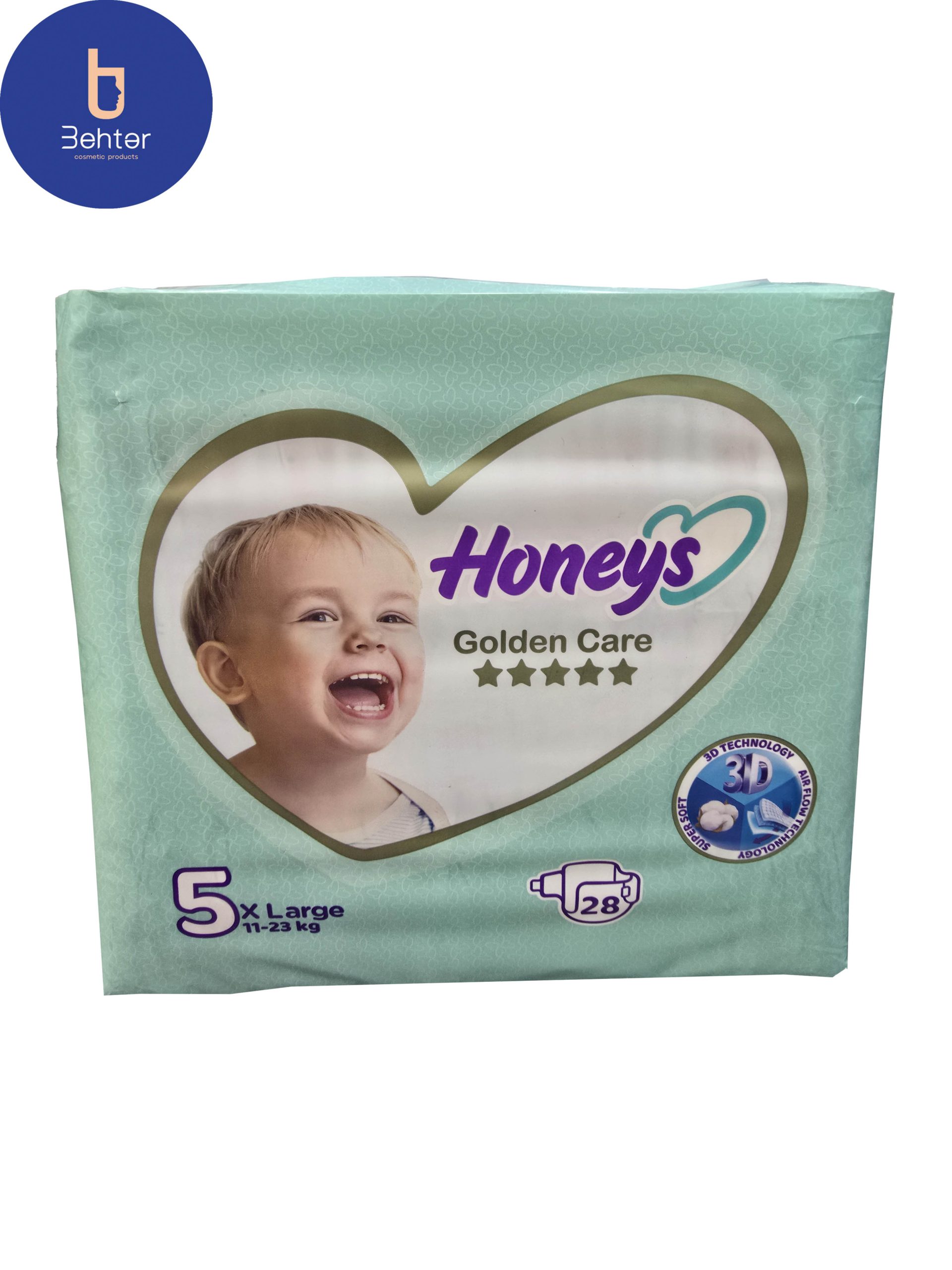 پوشک هانیز سایز 5 X LARGEبسته بندی 28 عددی Honeys diapers, size 5 X LARGE, 28 pcs