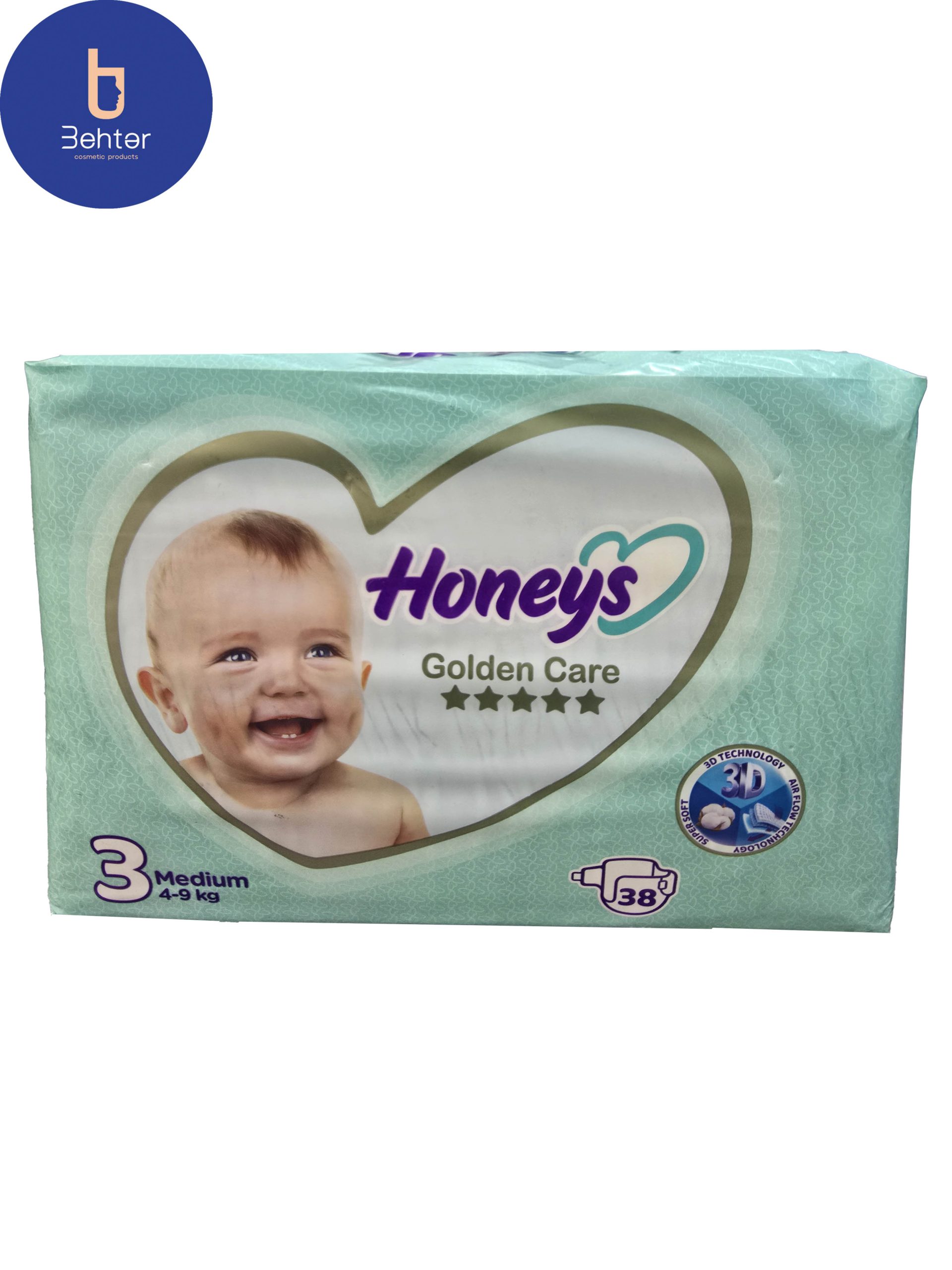 پوشک هانیز سایز 3 MEDIUM بسته بندی 38 عددی Honeys diapers ,size 3 MEDIUM, 38 pcs
