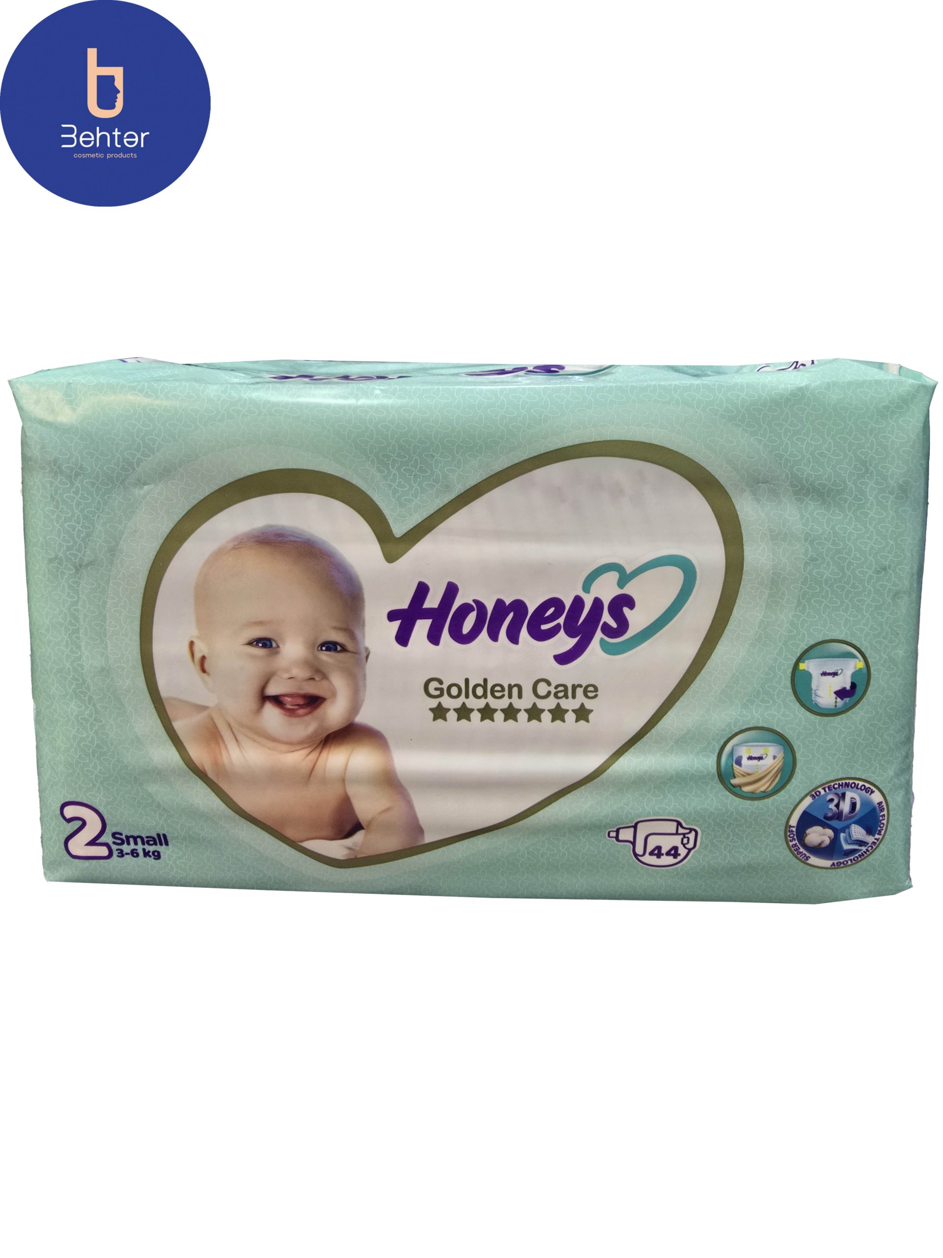 پوشک هانیز سایز 2 SMALL بسته بندی 44 عددی Honeys diapers ,Size 2 SMALL, 44 pcs