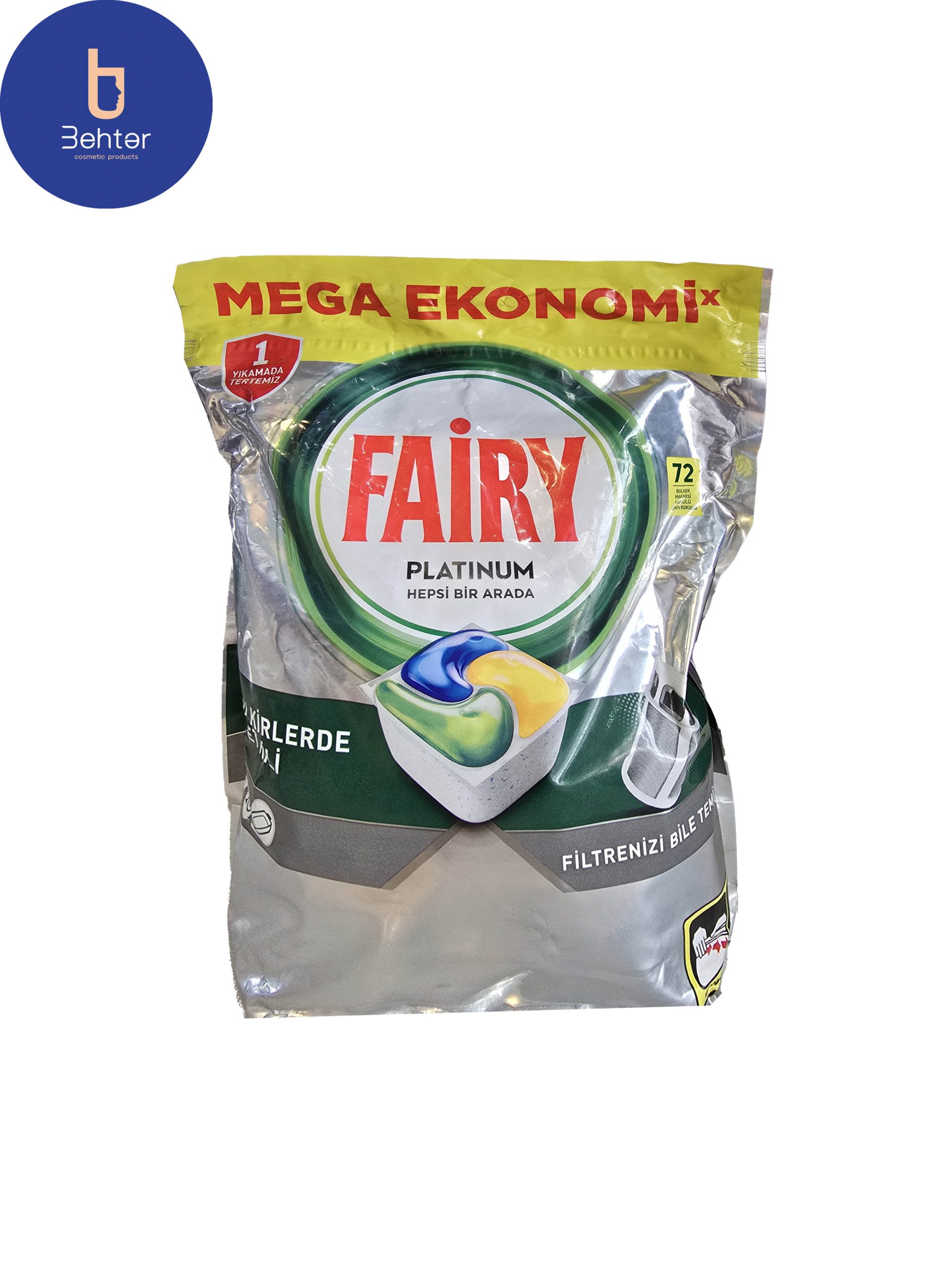 قرص ماشین ظرفشویی فیری پلاتینیوم  بسته بندی 72 عددی  Fairy platinum dishwasher tablets, 72 pcs