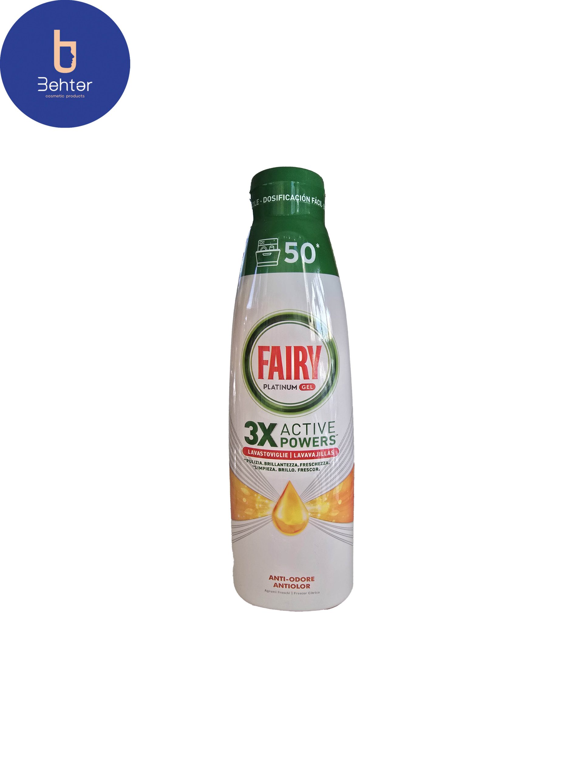ژل ماشین ظرفشویی فیری ضد بو مدل Platinum حجم 1000 میل Anti-odor Fairy dishwasher gel Platinum model, volume 1000 ml