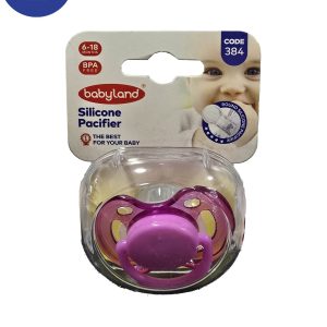 پستانک شفاف ارتودنسی قاب کریستالی سایز18-6 بیبی لند 384 کد  Baby land Orthodontic transparent pacifier with crystal frame, size 6-18 months 384
