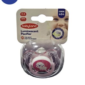 پستانک ارتودنسی طرح گربه بیبی لند سایز 6-0 ماهگی 484 کد Baby land Orthodontic pacifier, cat design, size 0-6 months 484