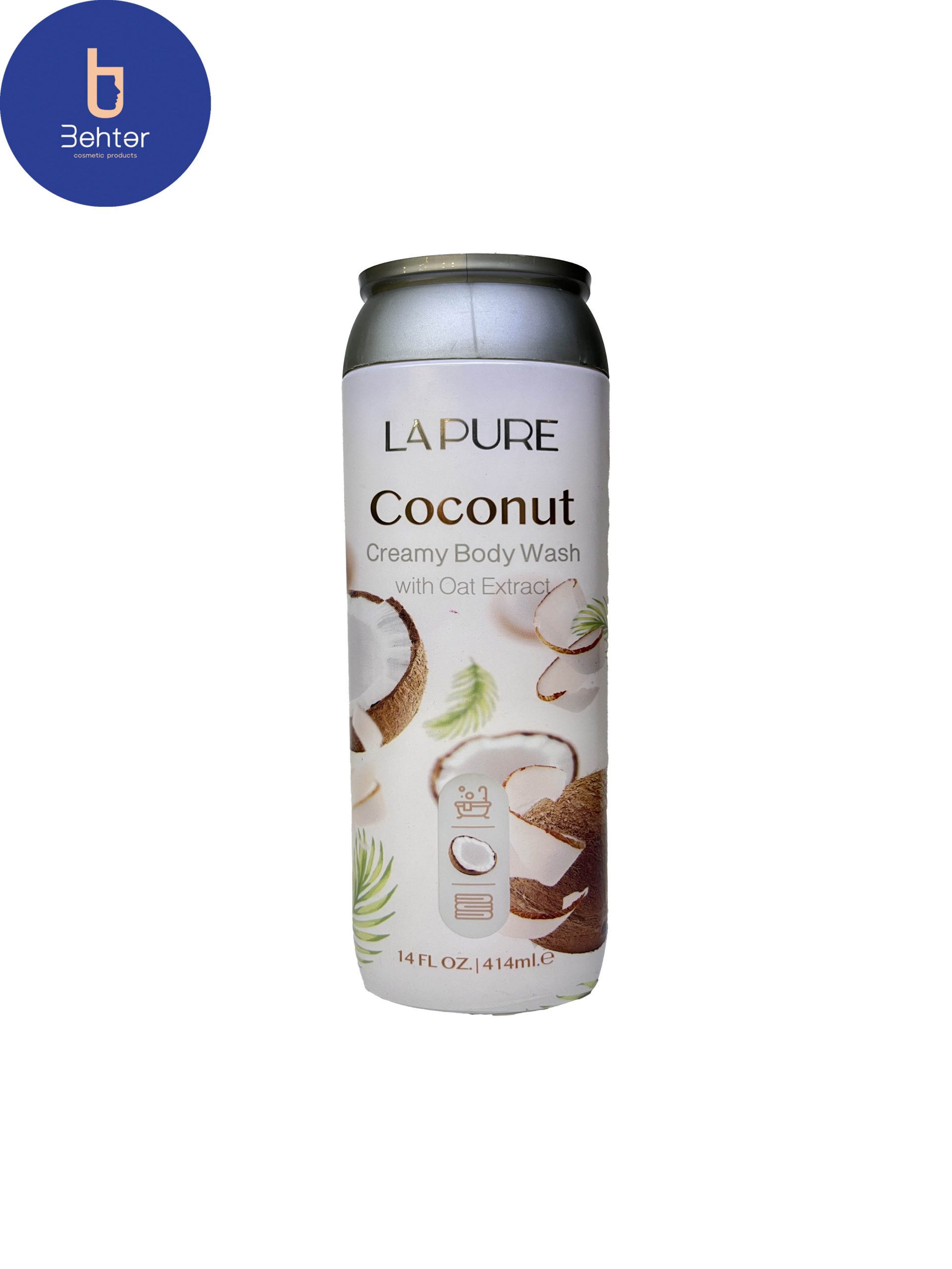 شامپو بدن کرمی لپیور نارگیل مدل coconut حجم 414 میلLepior coconut cream body shampoo, coconut model, volume 414 ml