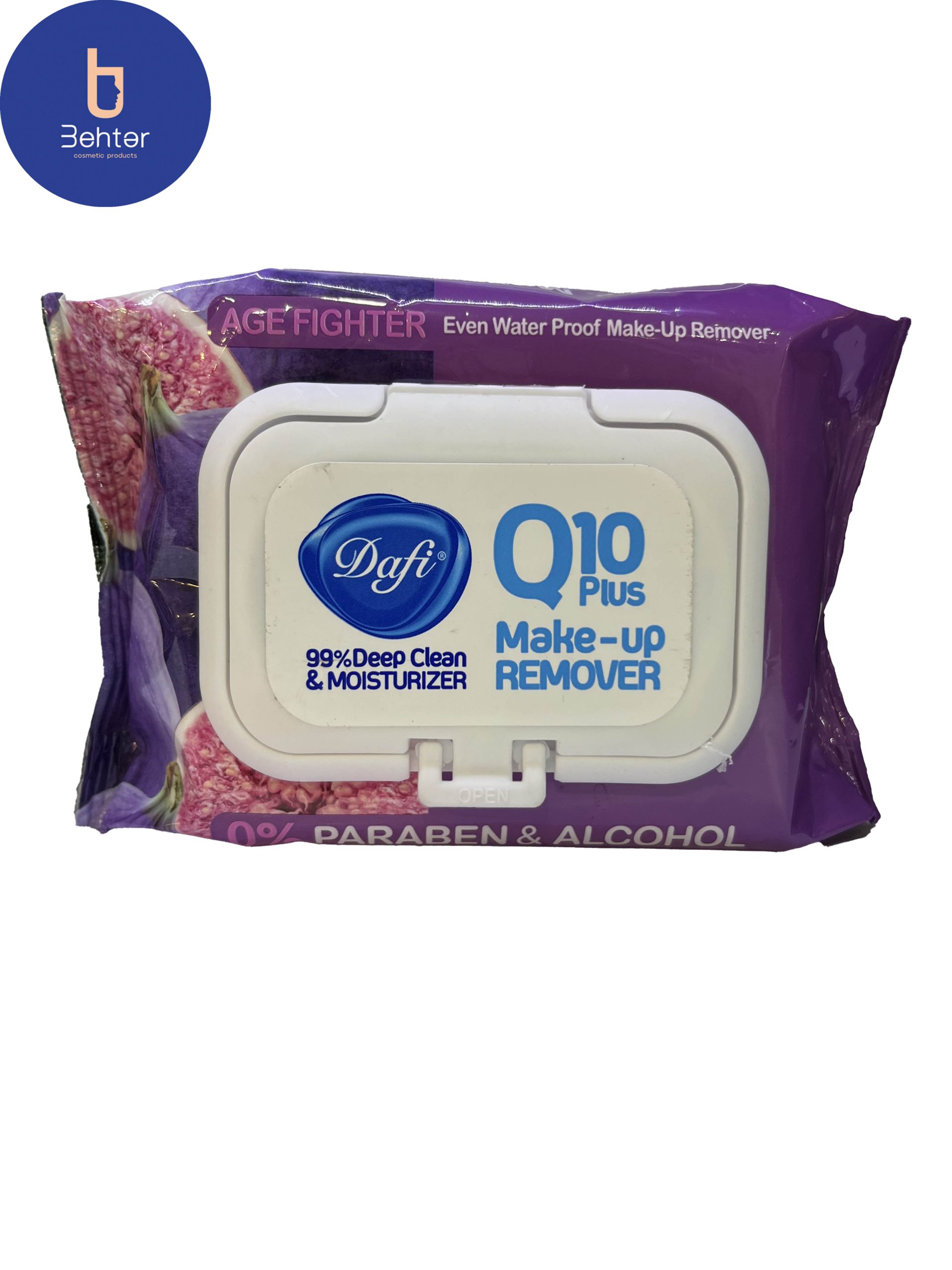 دستمال مرطوب پاک کننده آرایش دافی مدلQ10 plus بسته بندی 50 عددی Duffy make-up remover wipes model Q10 plus, packing 50 pieces