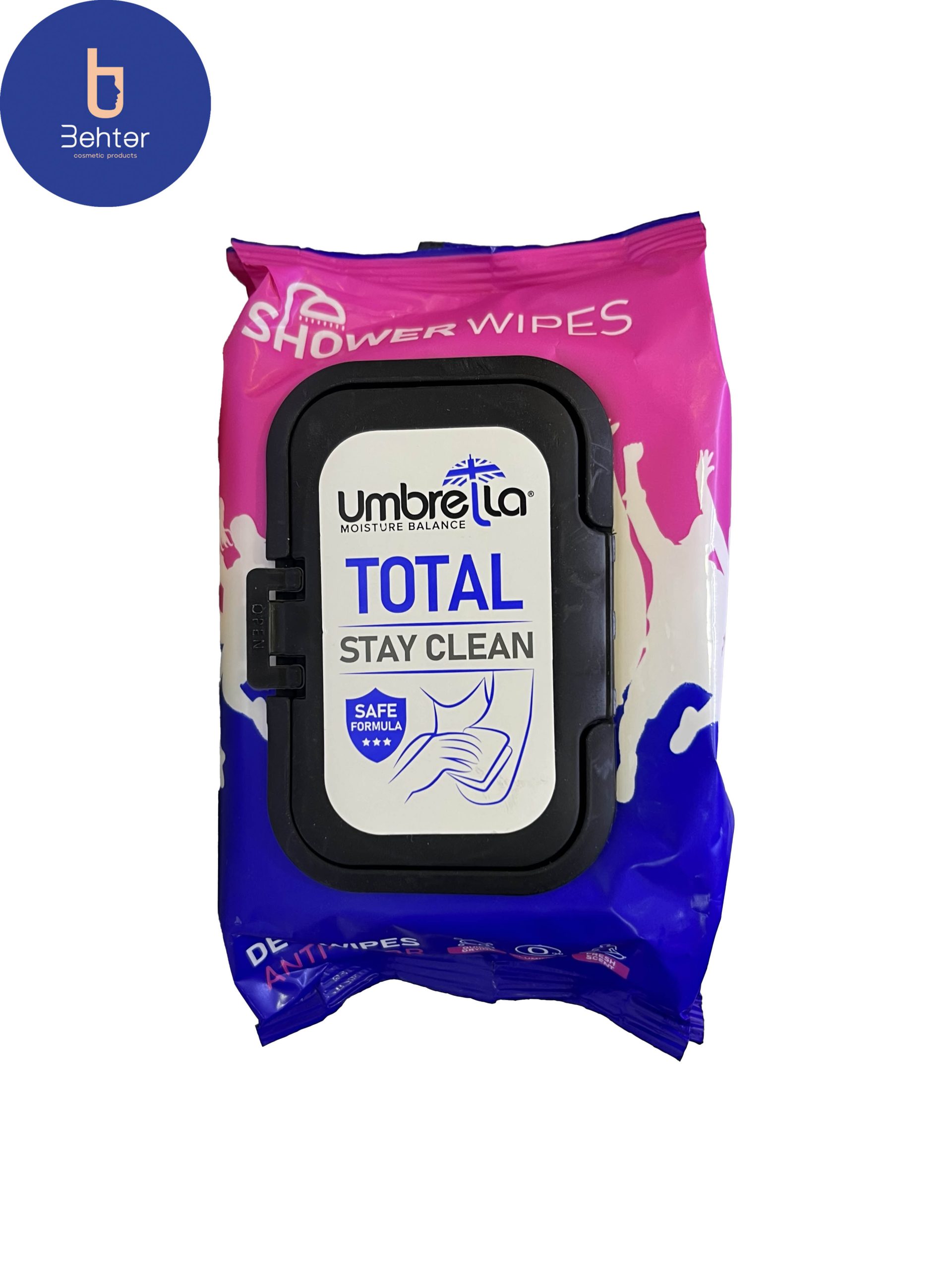 دستمال مرطوب خوشبو کننده بدن توتال آمبرلا 50 عددTotal Umbrella Body Deodorant Wipes 50 pcs