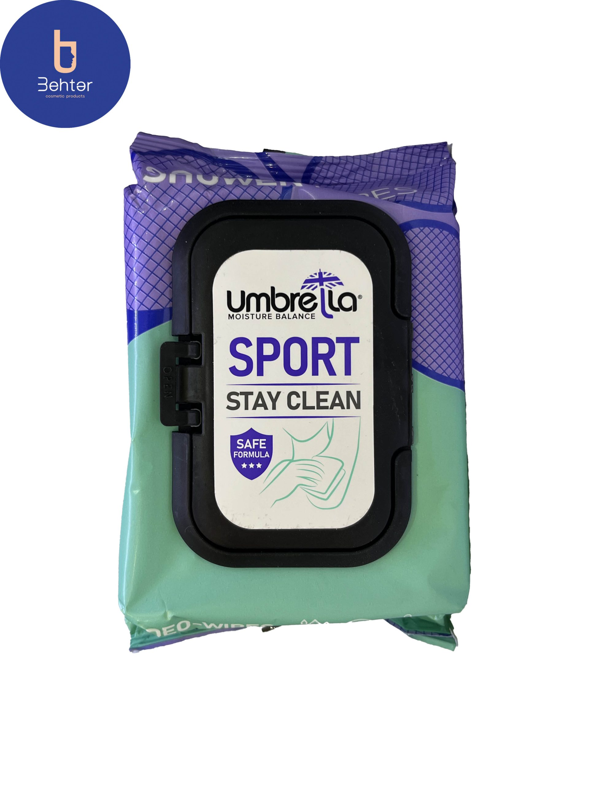 دستمال مرطوب خوشبو کننده بدن اسپورت آمبرلا 50 عددSport umbrella body deodorizing wipes 50 pcs