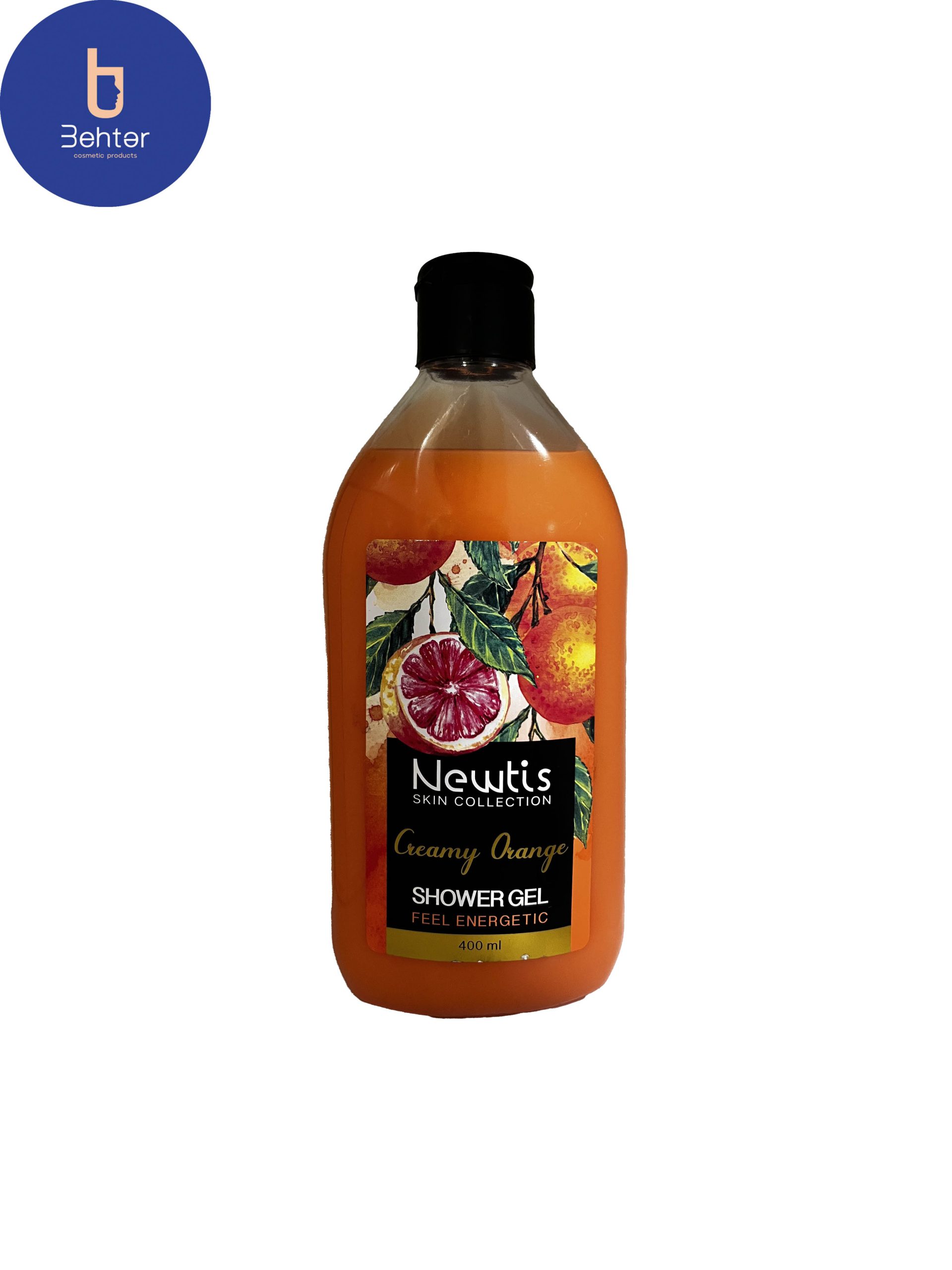 شامپو بدن کرمی اورنج نیوتیس حاوی عصاره شیر و پرتقال 400 میلNewtis orange creamy body shampoo containing milk and orange extract 400 ml