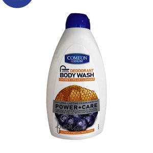 شامپو بدن کرمی کامان حاوی عصاره عسل و بلوبری مدل Power Care حجم 510 میلcomeon creamy body shampoo containing honey and blueberry extract, Power Care model, volume 510 ml