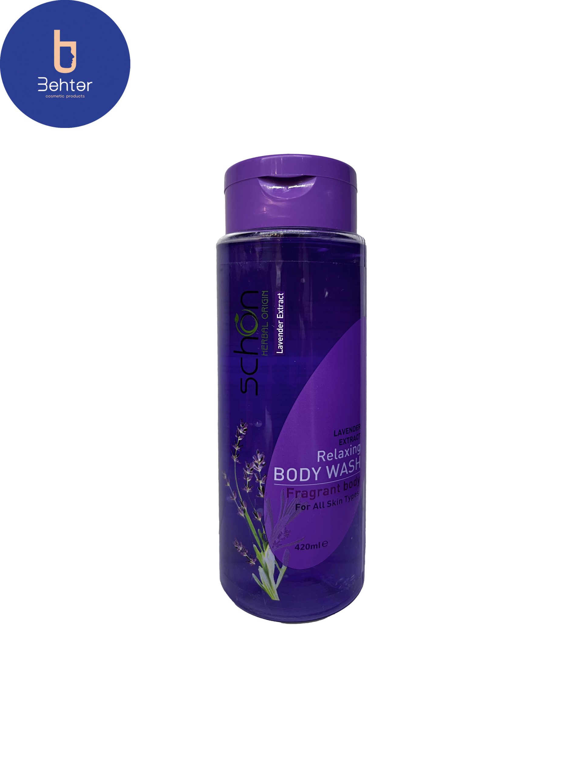 شامپو بدن شون اسطوخودوس مناسب انواع پوست ۴۲۰ میلschon lavender body shampoo, suitable for all skin types, 420 ml