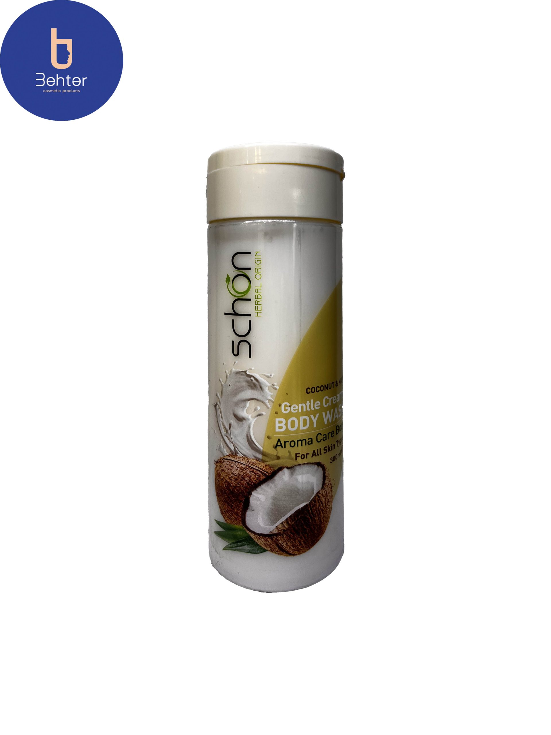 شامپو بدن کرمی شون حاوی شیر نارگیل 300 میلCreamy body shampoo containing coconut milk 300 ml schon