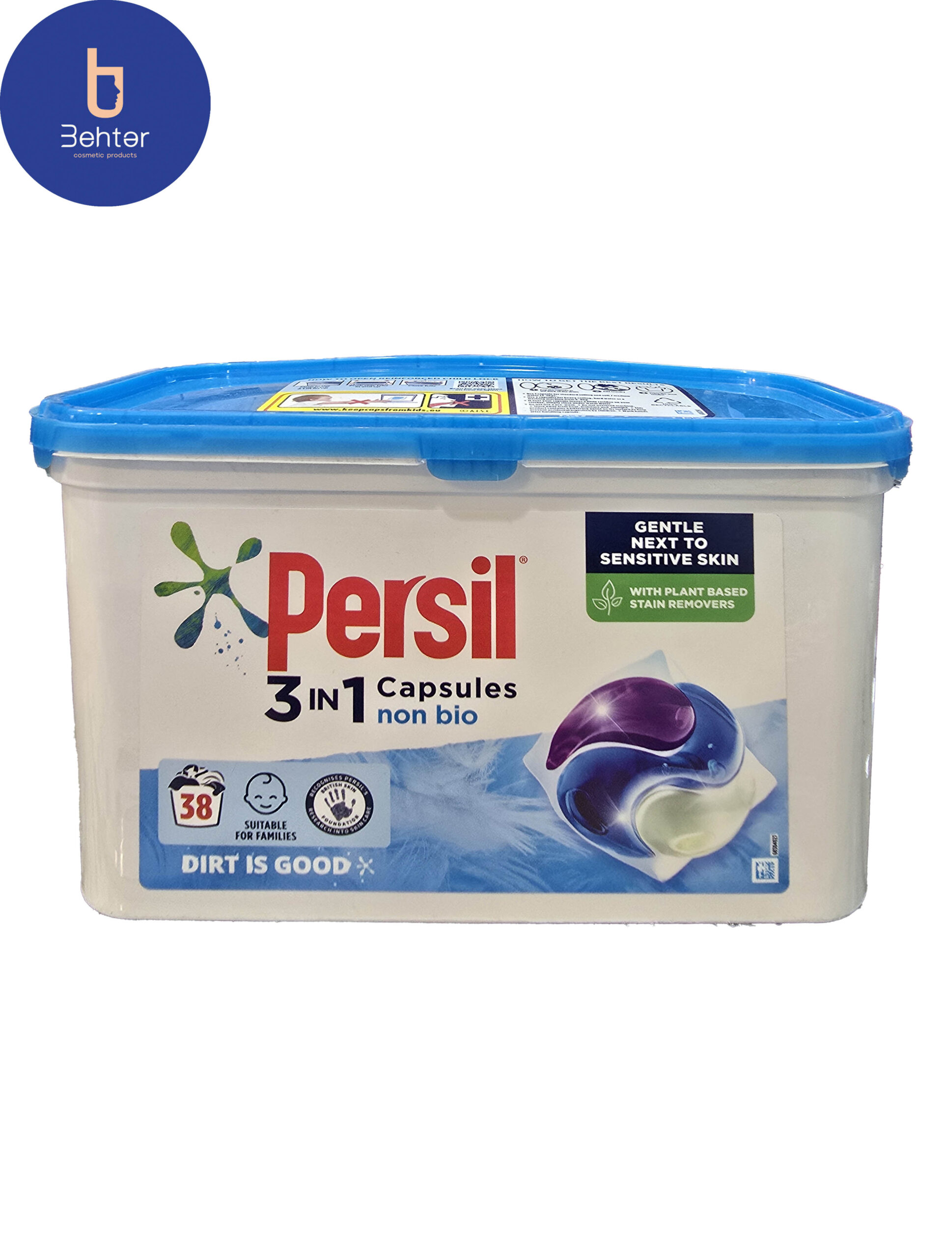 قرص لباسشویی مخصوص پوستهای حساس پرسیل بسته بندی 38 عددی Persil washing tablets for sensitive skin, 38 pack