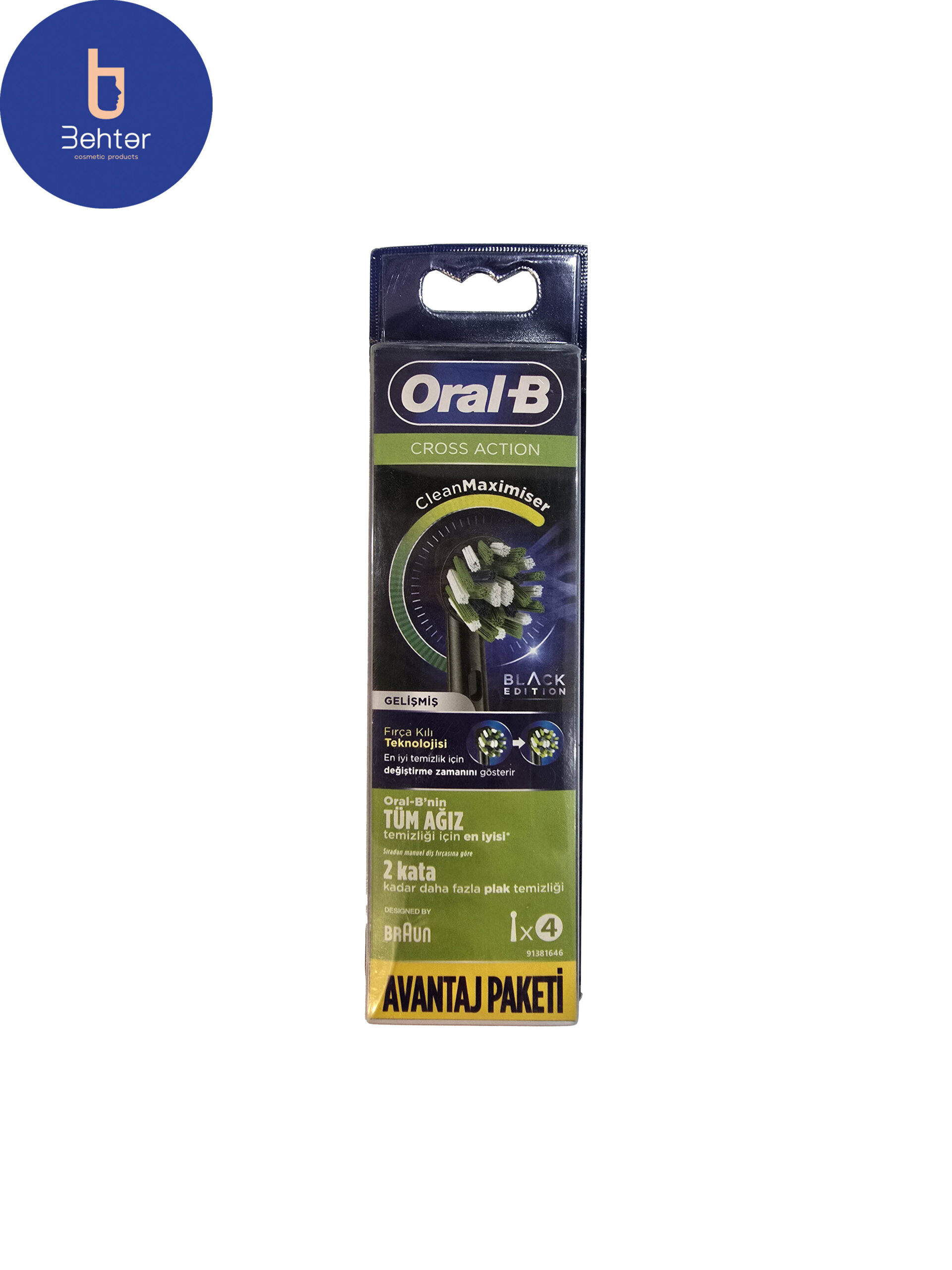 مسواک برقی ارال بی مدل Cross action بسته بندی 4 عددی Oral-B Cross Action Electric Toothbrush, Pack of 4