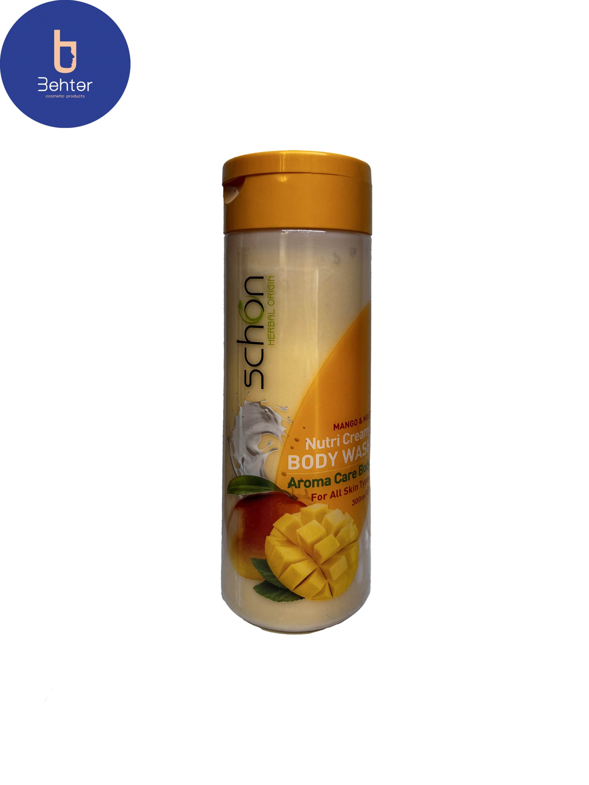 شامپو بدن کرمی شیر انبه شون مناسب انواع پوست 300 میلCreamy body shampoo with mango milk, suitable for all skin types, 300 ml