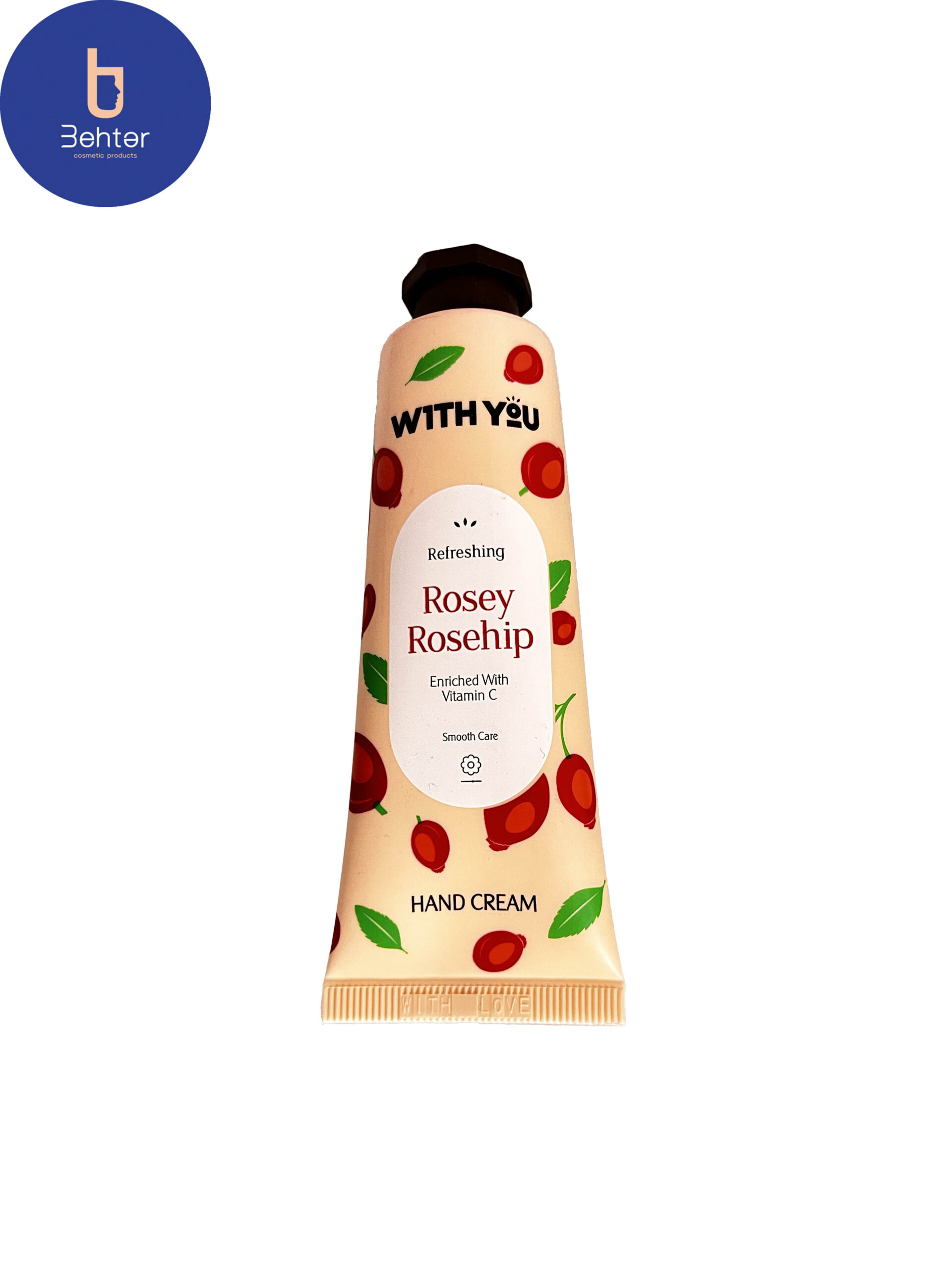 کرم مرطوب کننده دست ویت یو حاوی میوه گل رز و ویتامین C حجم 50 میلwith you moisturizing hand cream containing rose fruit and vitamin C, volume 50 ml