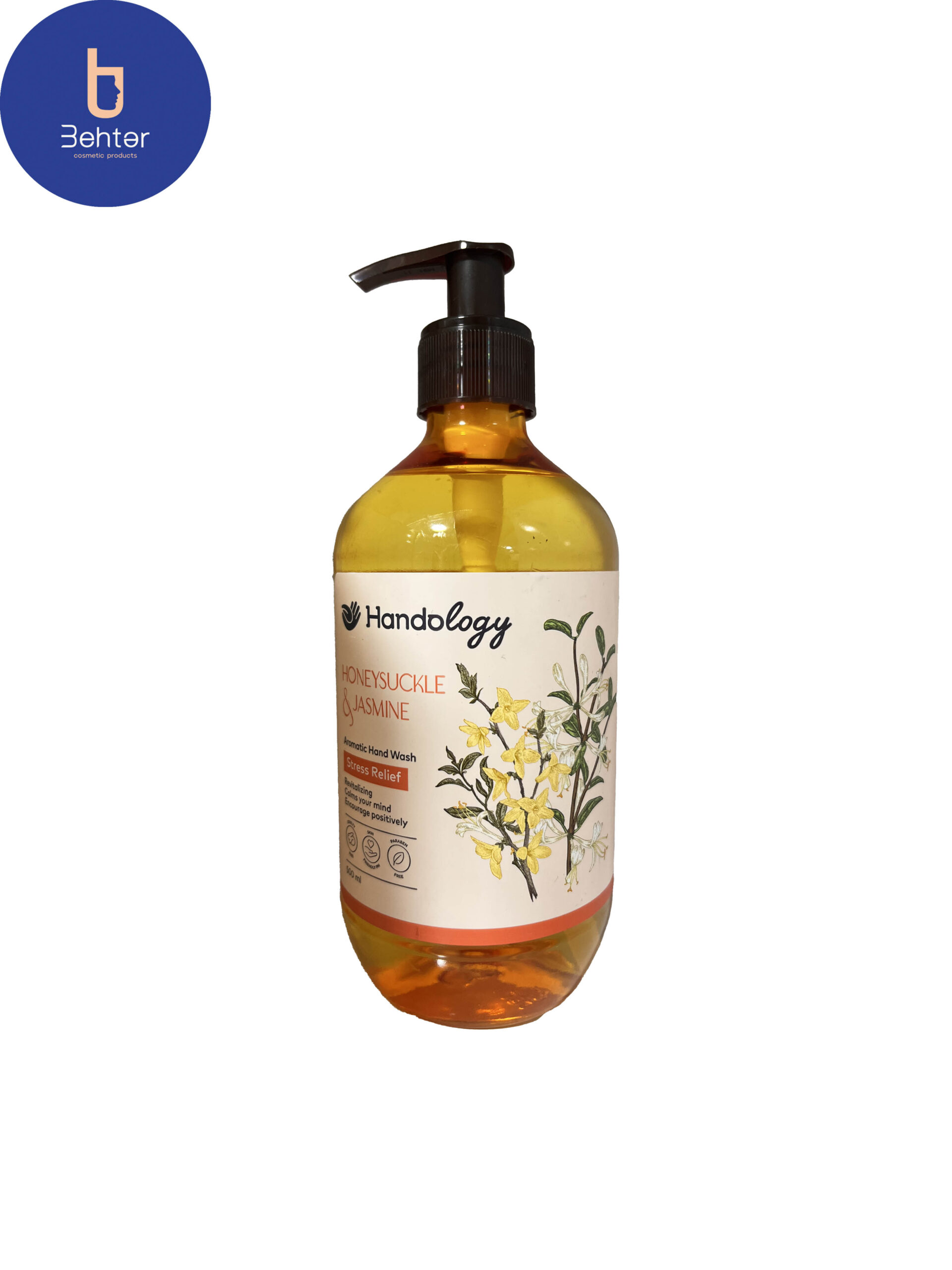 مایع دستشویی آروماتیک هندولوژی با رایحه یاسمن و پیچ امین الدوله حجم 500 میلhandology aromatic toilet liquid with jasmine and honeysuckle scent, volume 500 ml