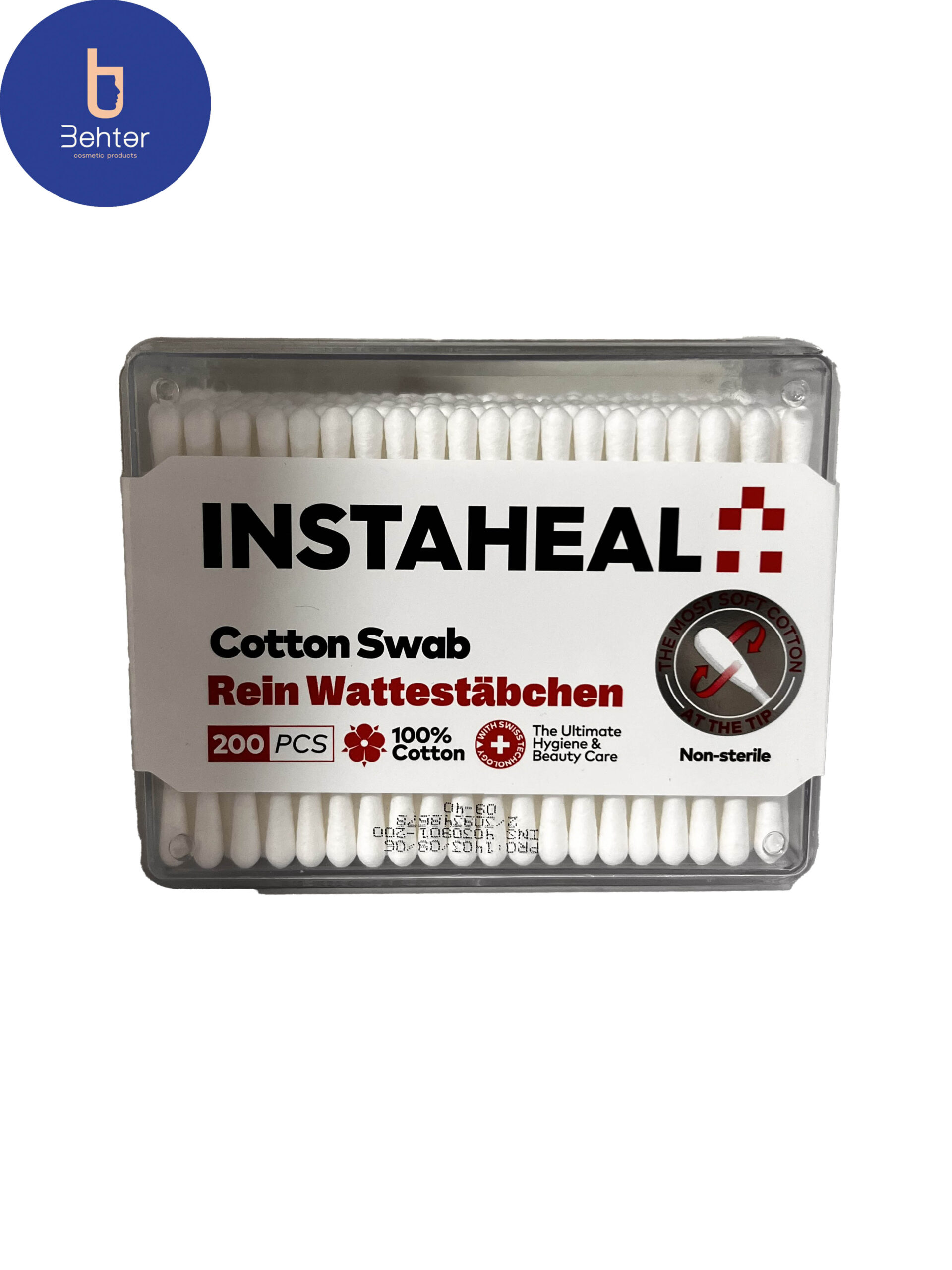 گوش پاک کن اینستاهیل بسته بندی 200 عددی Instaheal fine cotton swabs, 200 pieces