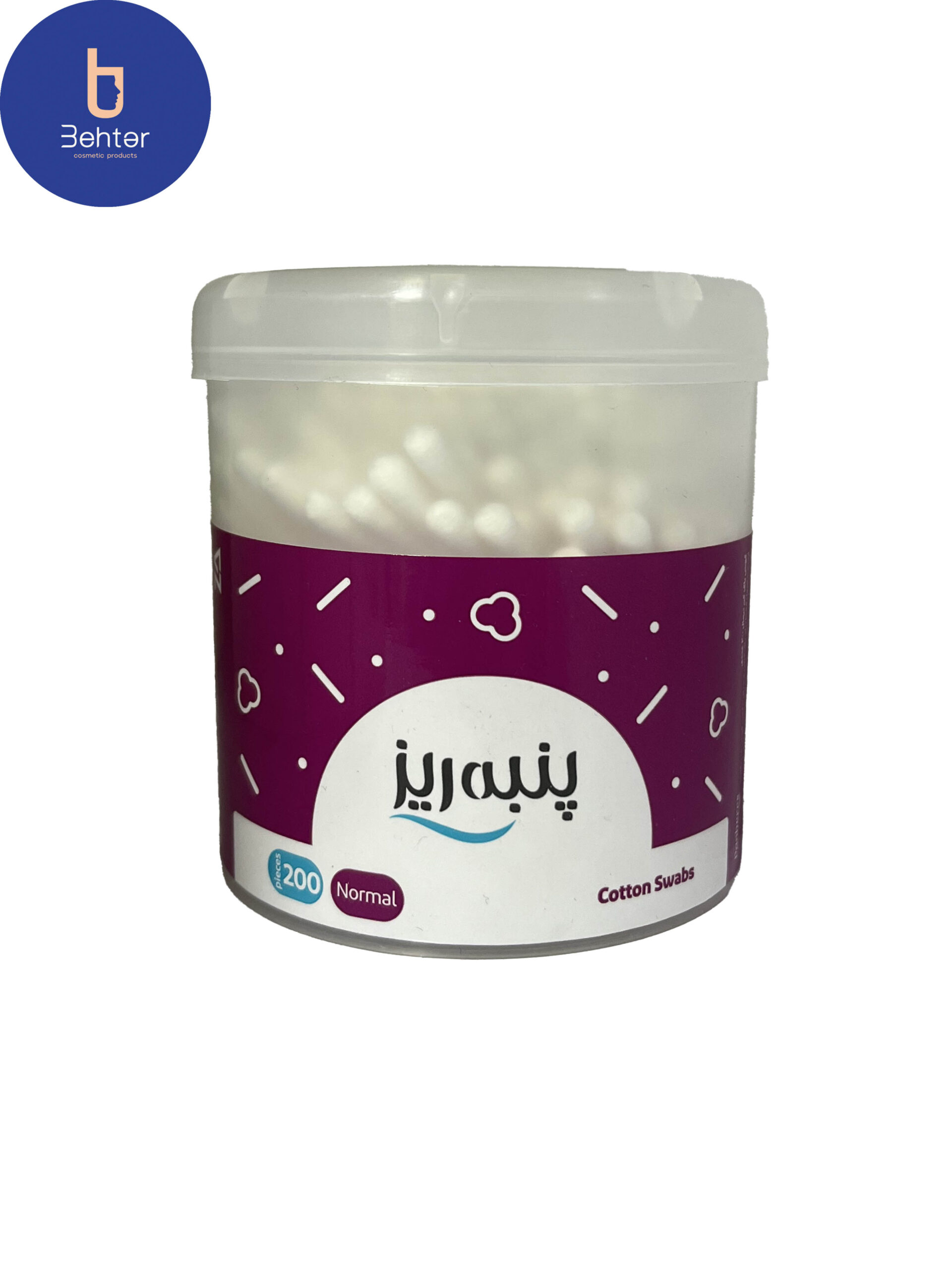 گوش پاک کن پنبه ریز بسته بندی 200 عددی Panberiz fine cotton swabs , pack of 200