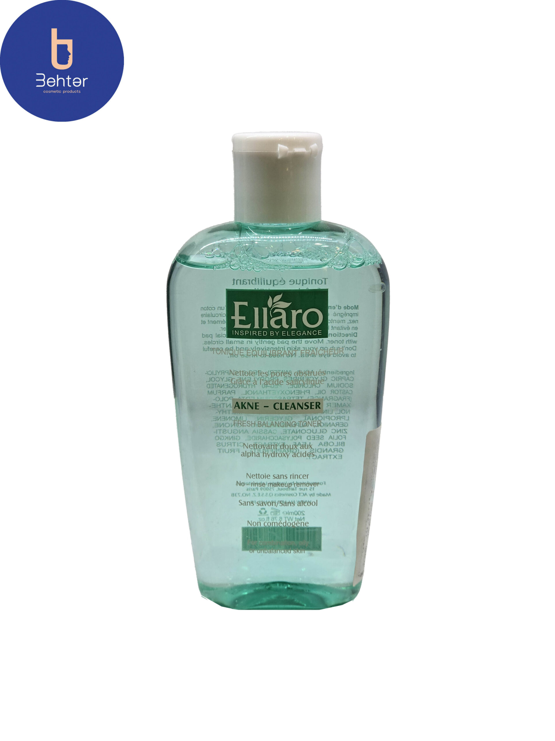 تونر پاک کننده صورت الارو مناسب پوست چرب 200 میل Ellaro facial cleansing toner for oily skin 200 ml