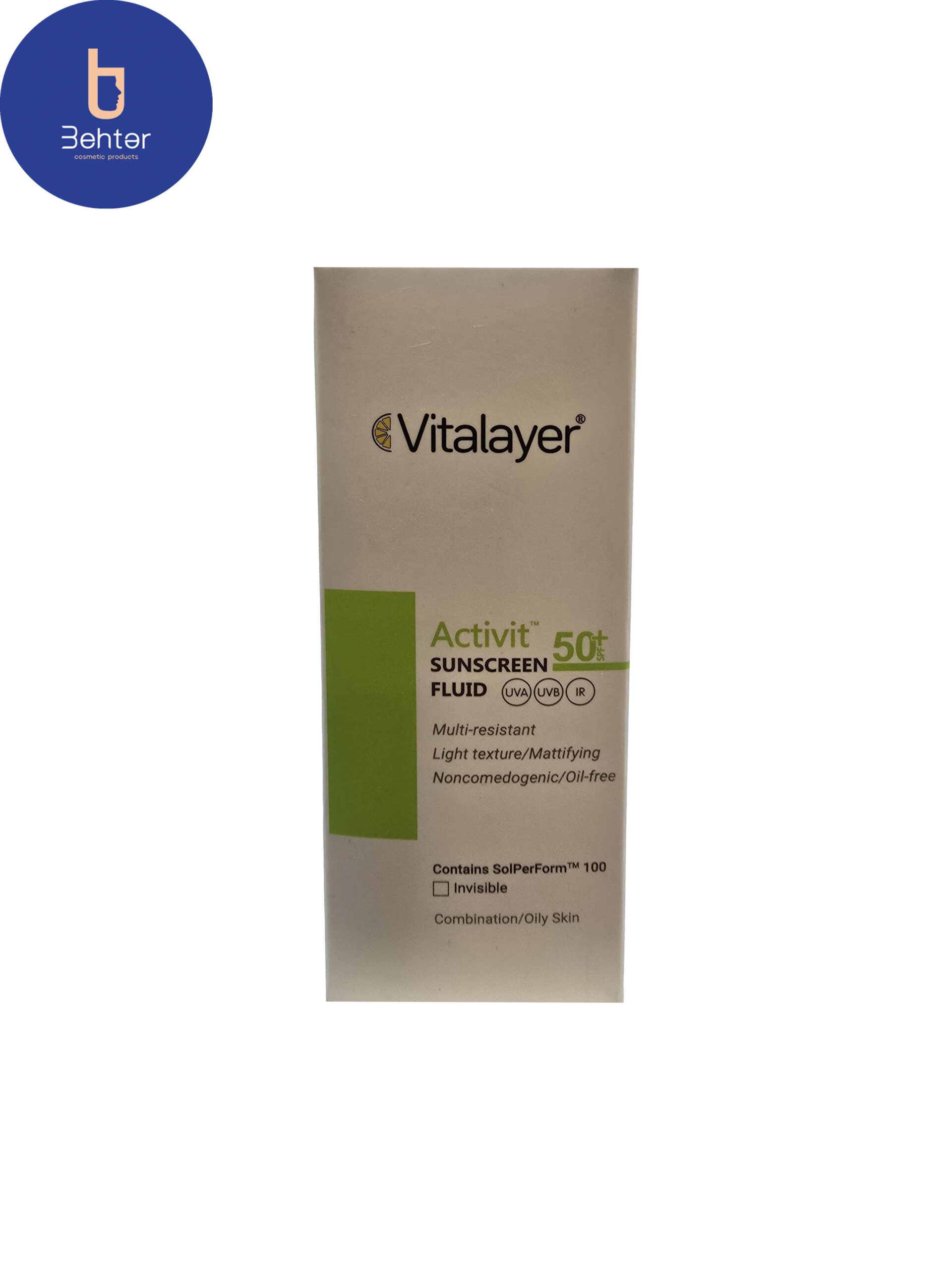 فلوئید مرطوب کننده اکتی ویت ویتالیر مناسب پوست چرب و مختلط (بی رنگ) 50میل Vitalayer Activit Moisturizing sunscreen suitable for oily and combination skin (colorless), 50ml