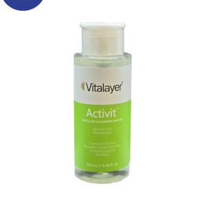محلول پاک کننده آرایش ویتالیر مدل Activit مناسب پوست چرب و مختلط 250 میل Vitalayer Activit makeup remover solution, suitable for oily and combination skin, 250 ml