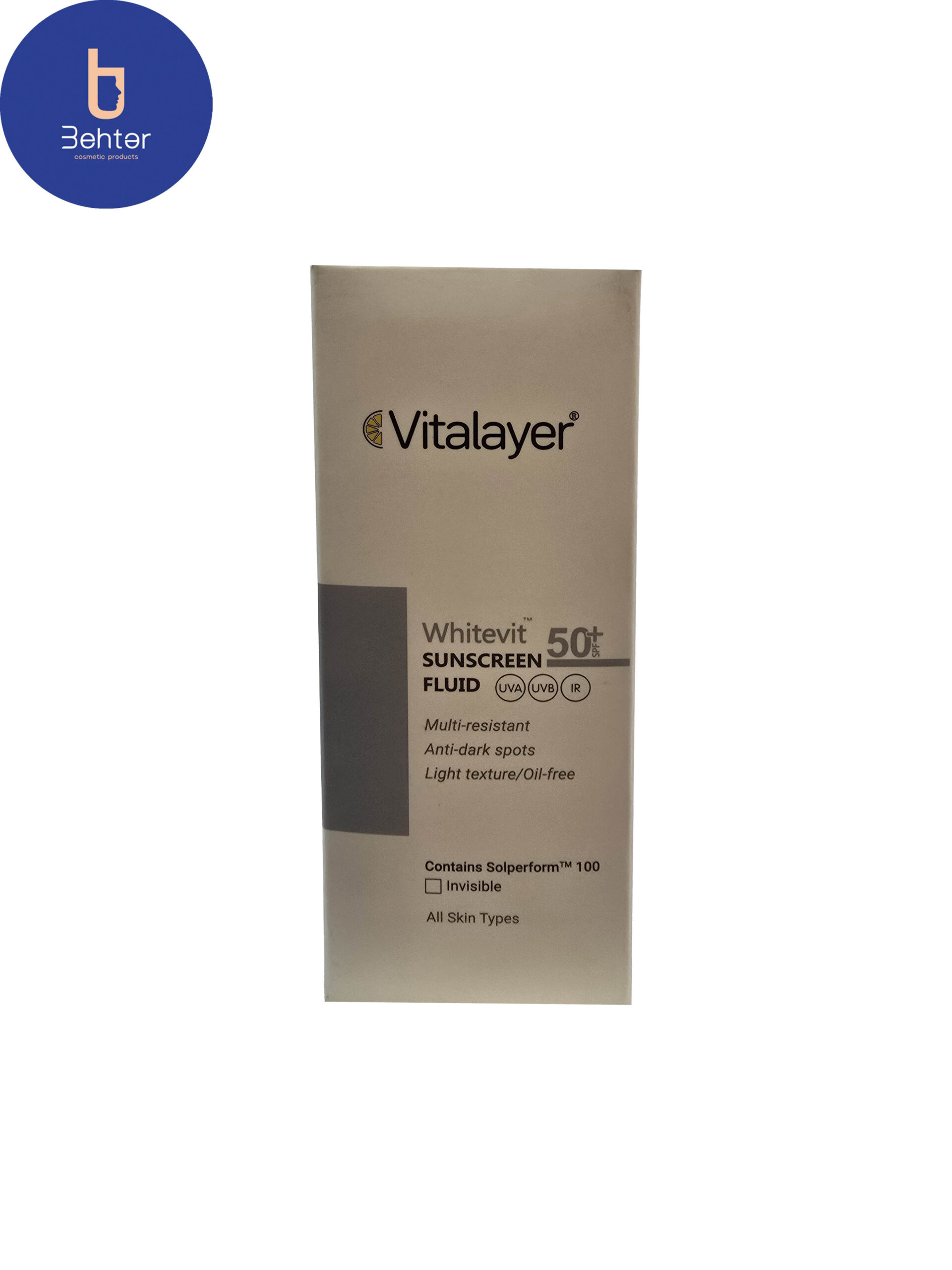 فلوئید ضد آفتاب ضد لک وایت ویت ویتالیر مناسب انواع پوست (بی رنگ) 50میل Vitalayer Whitevit Anti-Spot Sunscreen , suitable for all skin (colorless), 50 ml