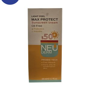 ضدافتاب مکس پروتکت SPF50+نئودرم فاقد چربی (بی رنگ) 50میل Neuderm Max Protect SPF50+ Oil-Free Sunscreen (Colorless) 50ml