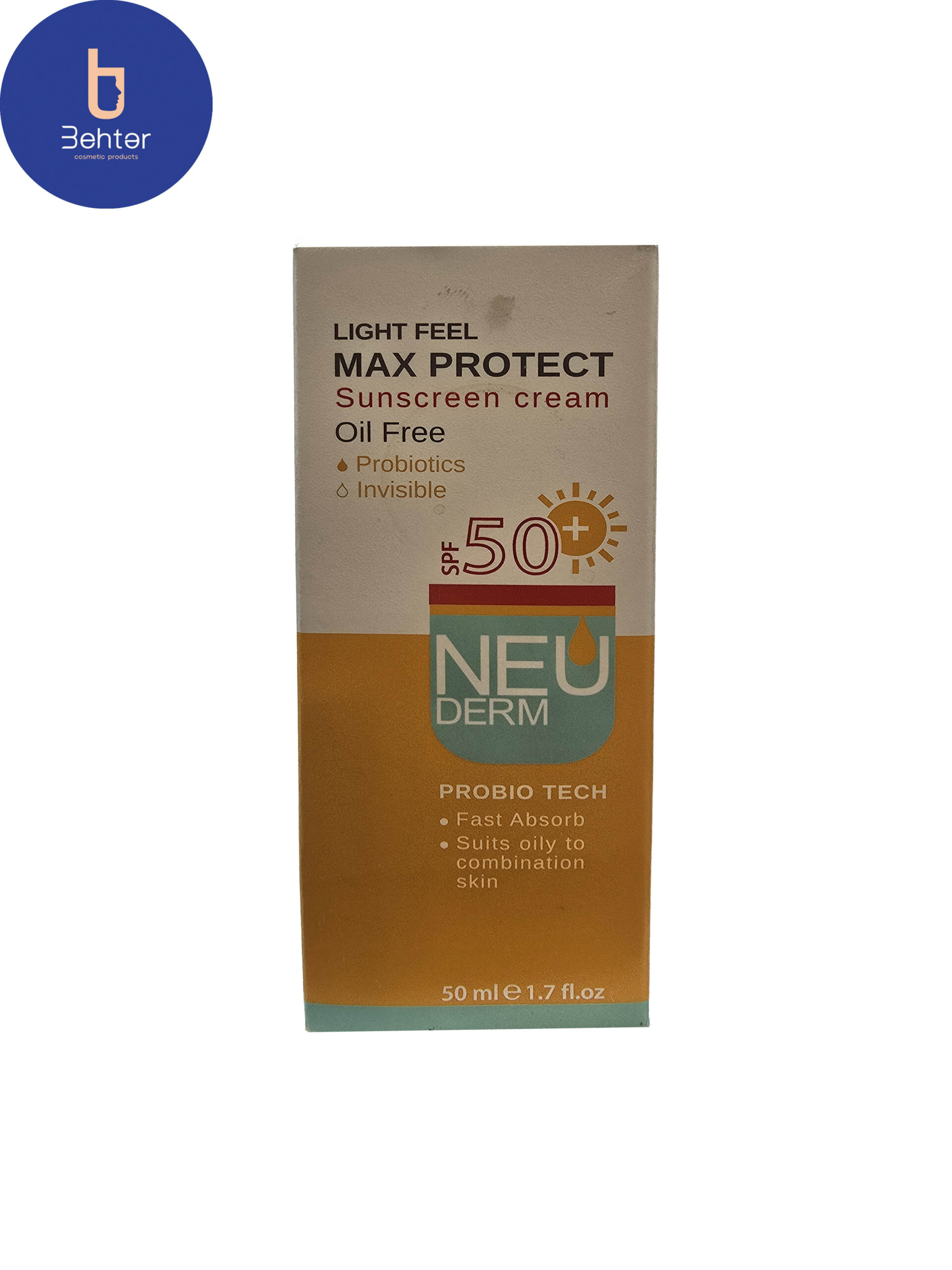 ضدافتاب مکس پروتکت SPF50+نئودرم فاقد چربی (بی رنگ) 50میل Neuderm Max Protect SPF50+ Oil-Free Sunscreen (Colorless) 50ml