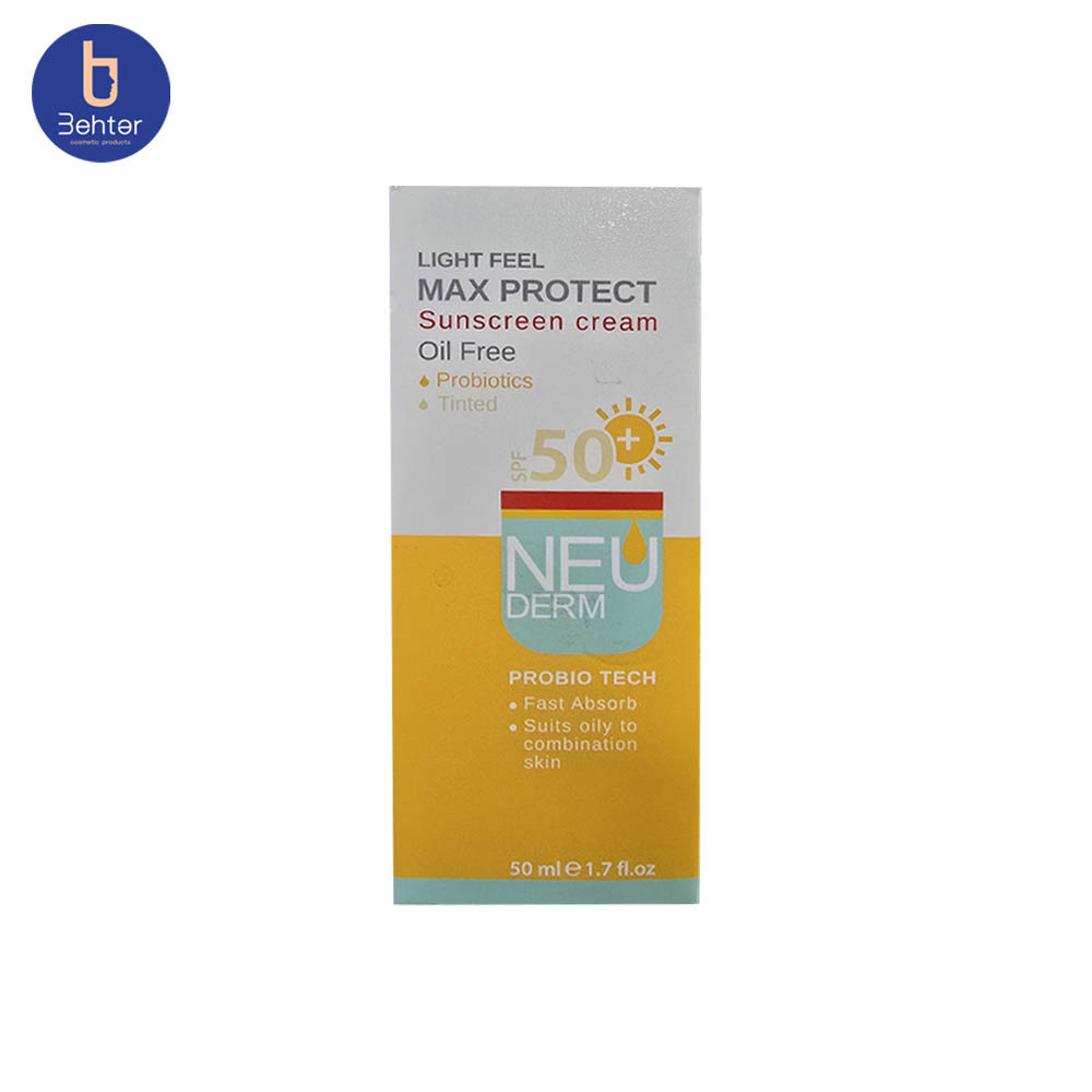 ضد آفتاب مکس پروتکت SPF50+نئودرم (رنگی) 50میل  Neuderm Max Protect Sunscreen for Oily Skin (Tinted)+SPF 50,50ml