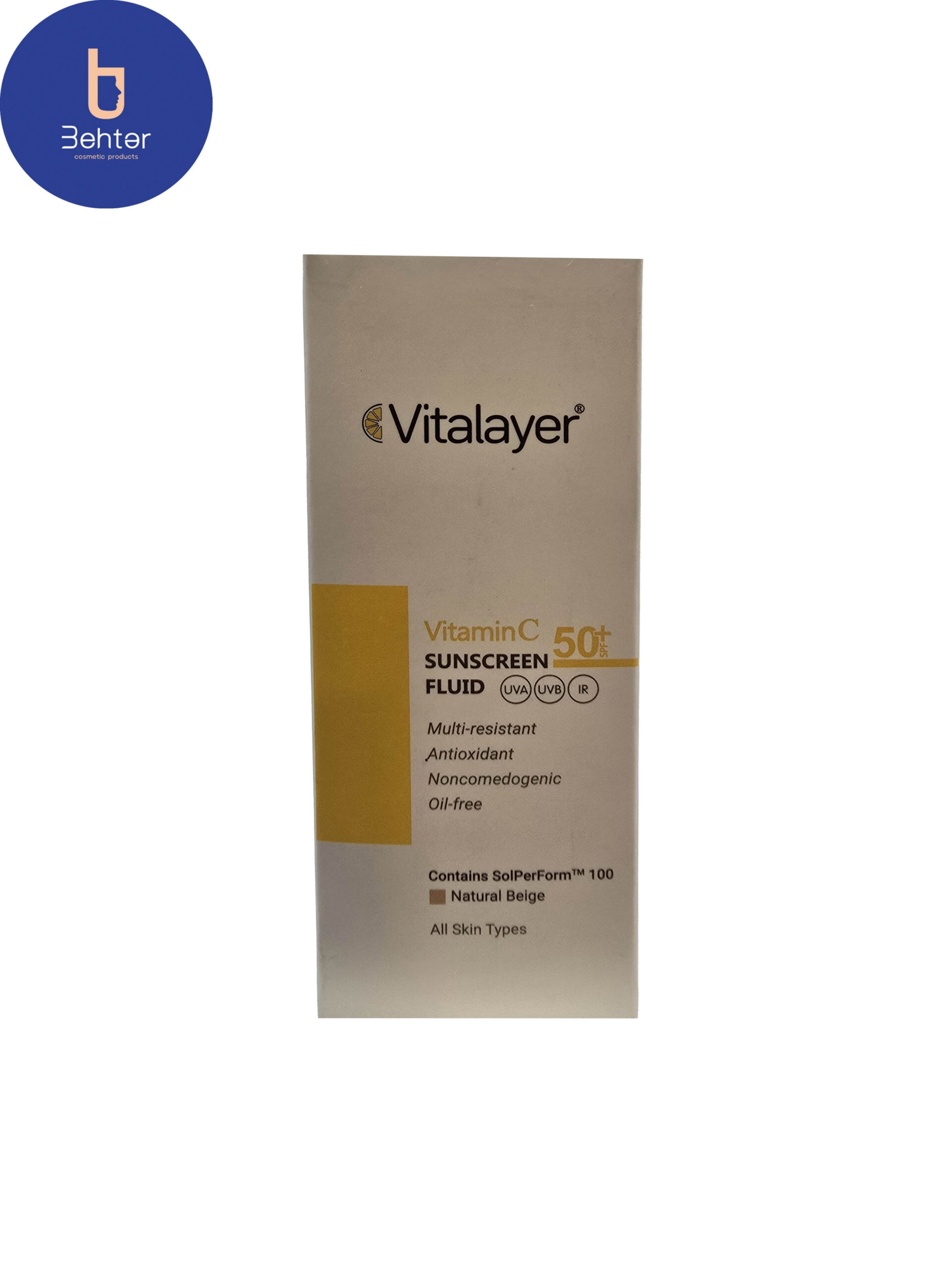 فلوئید ضد آفتاب ویتامین سی ویتالیر مناسب انواع پوست(بژطبیعی) 50میل Vitalayer Vitamin C Sunscreen Liquid Suitable for All Skin (beige) 50 ml
