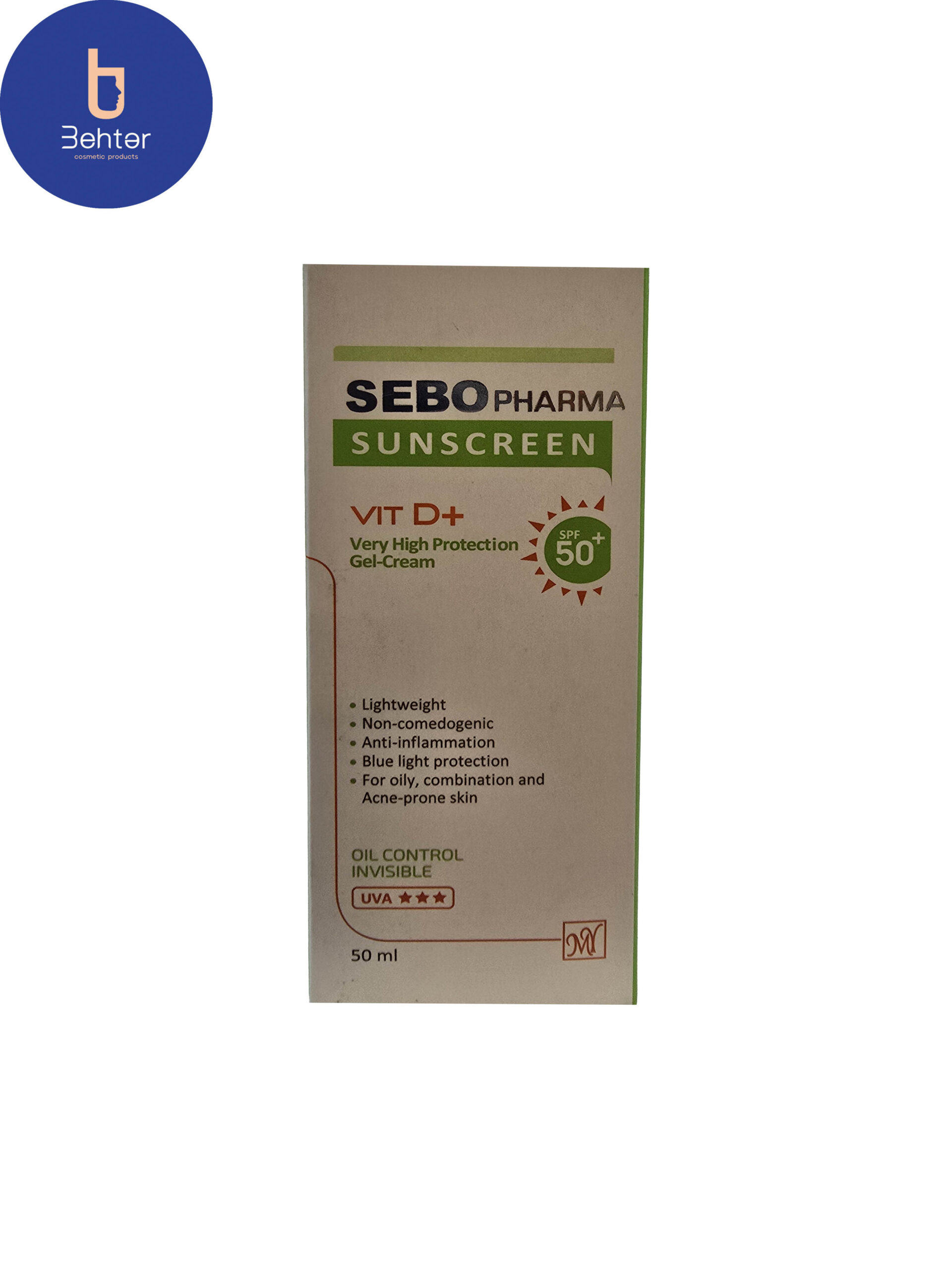ژل کرم ضد آفتاب کنترل کننده چربی سبوفارما SPF50 حجم ۵۰ میل Sebo pharma Oil Control Sunscreen Gel SPF50, 50 ml