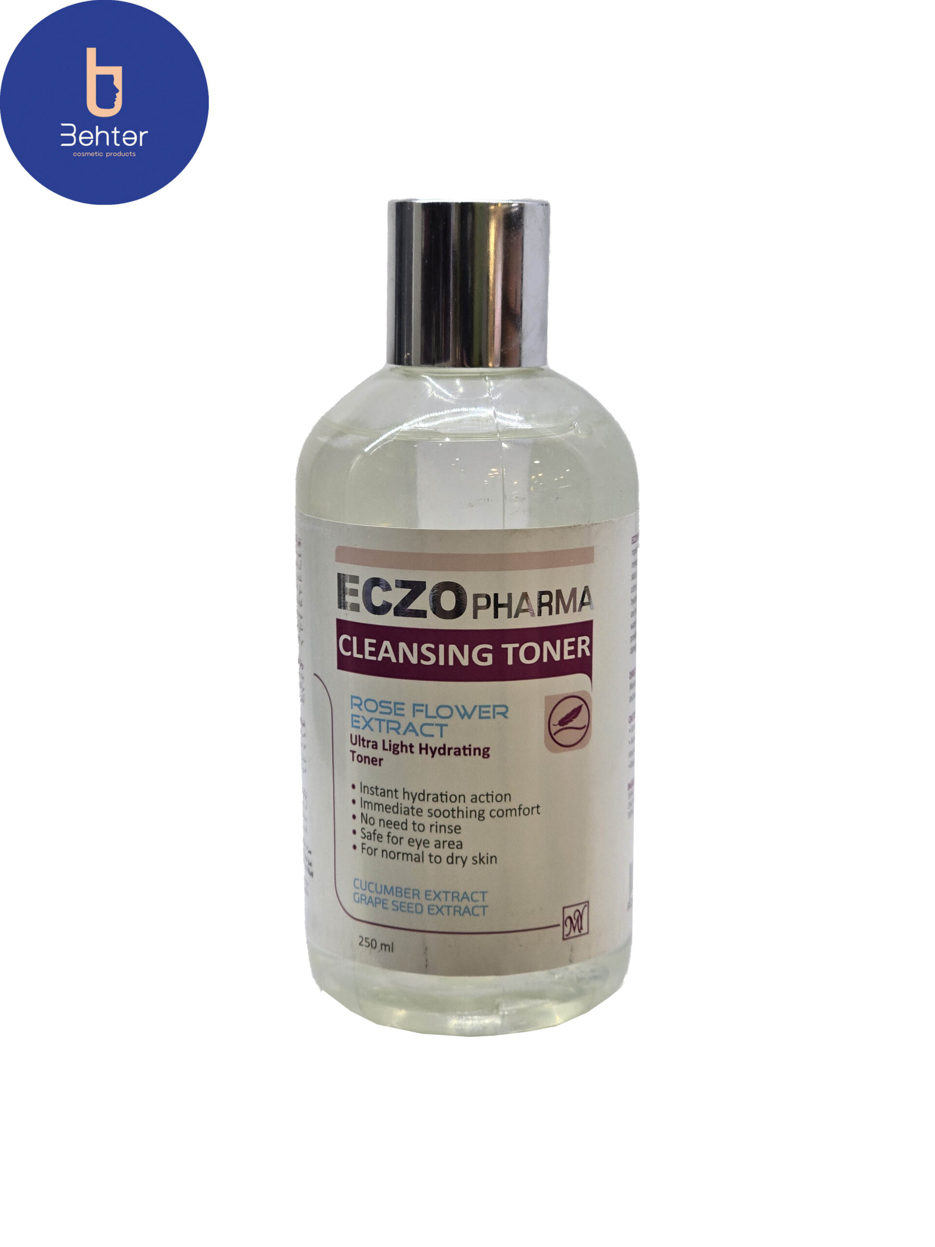 تونر پاک کننده صورت مناسب پوست نرمال تا خشک اگزو فارما 250 میل Eczo Pharma Facial Cleansing Toner for Normal to Dry Skin 250 ml