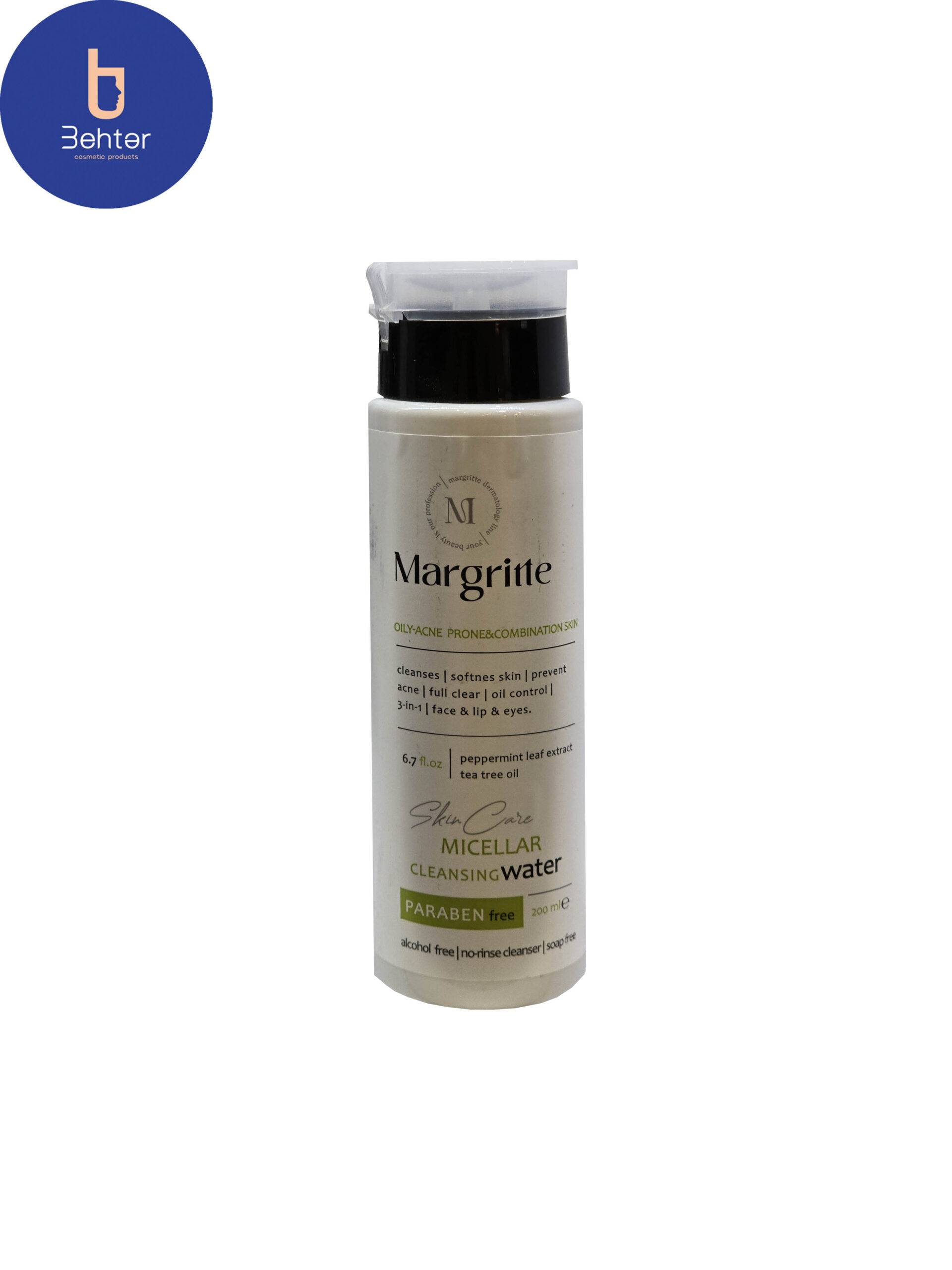 میسلار واتر 3 در 1 پوست چرب و مختلط مارگریت 200 میل Margritte 3 in 1 Micellar Water for Oily and Combination Skin, 200 ml