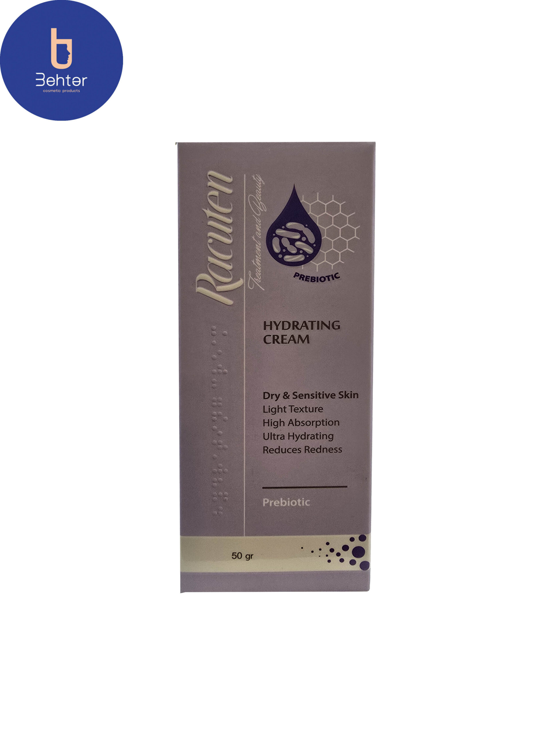 کرم آبرسان راکوتن مناسب پوست خشک و حساس 50میل Racuten Moisturizing Cream for Dry and Sensitive Skin 50ml