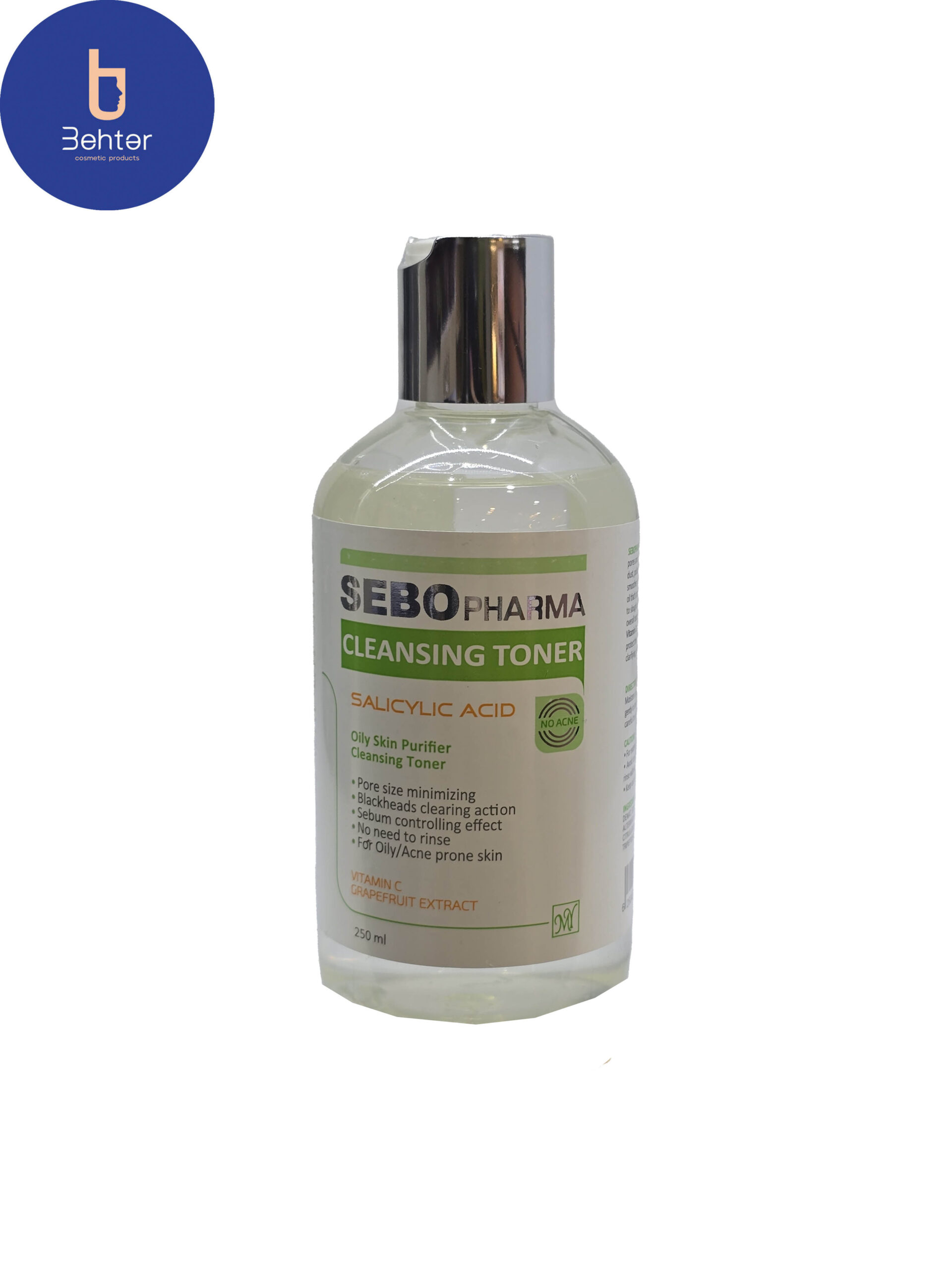 تونر پاک کننده پوست چرب سبوفارما حجم ۲۵۰ میل Sebo pharma Oily Skin Cleansing Toner, 250 ml