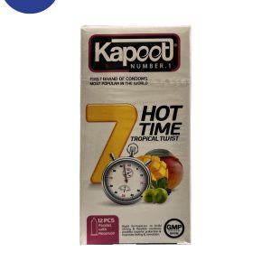 کاندوم تاخیری 7 کاره مدل HOT TIME کاپوت 12عددیHOT TIME 7-function delay condom, hood model, 12 pieces