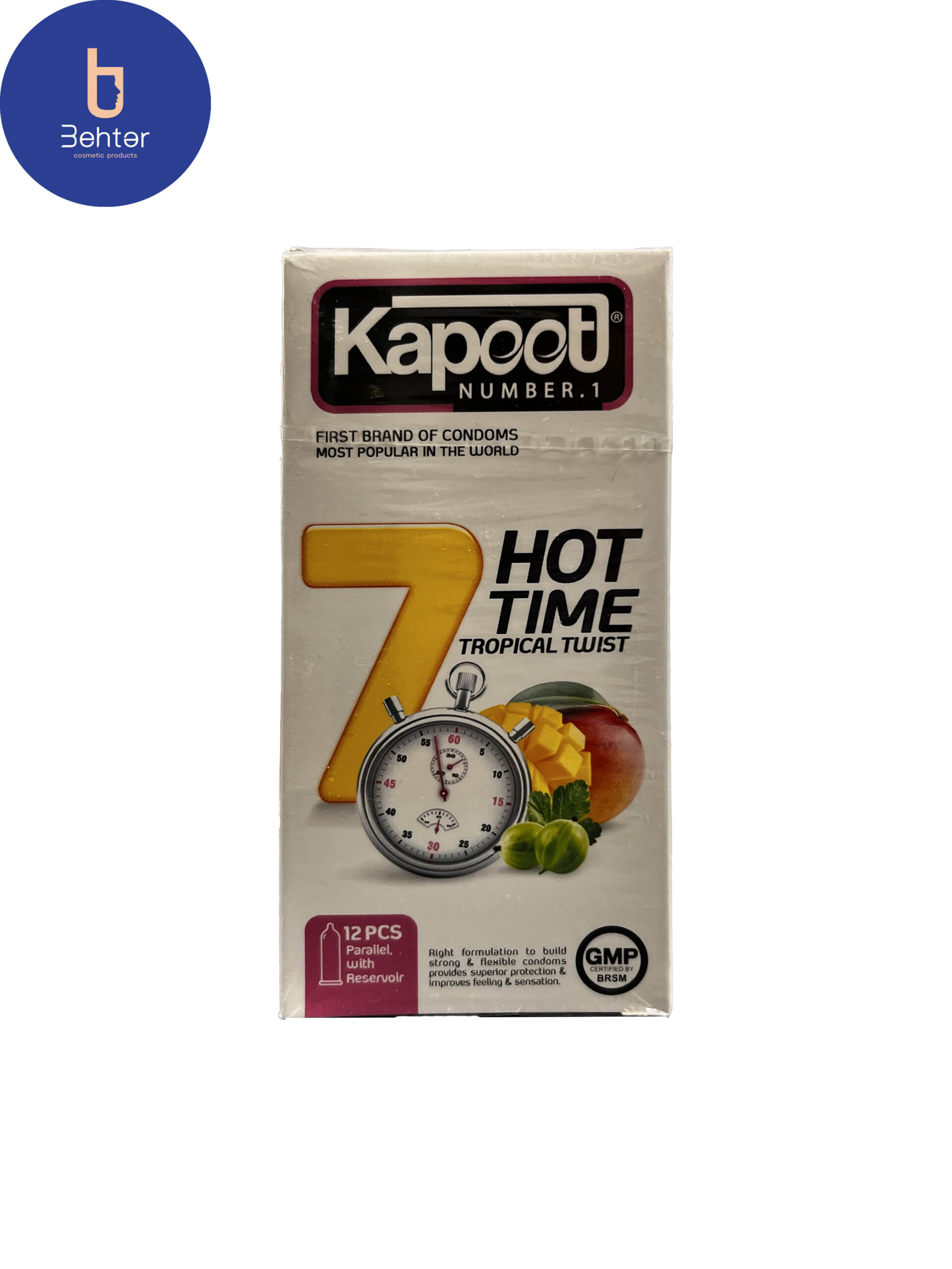 کاندوم تاخیری 7 کاره مدل HOT TIME کاپوت 12عددیHOT TIME 7-function delay condom, hood model, 12 pieces