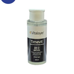 محلول پاک کننده آرایش ویتالیر مدل Timevit مناسب انواع پوست 250میل Vitalayer Timevit makeup remover solution, suitable for all skin types, 250 ml