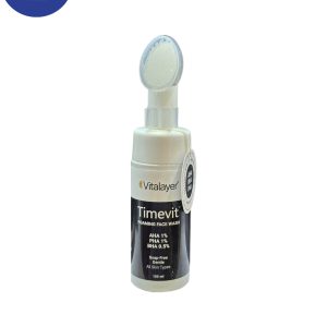 فوم شستشوی صورت ویتالیر مدل Timevit مناسب انواع پوست حجم150میل Vitalayer facial cleansing foam, Timevit model, suitable for all skin types, volume 150 ml