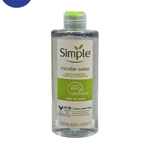 میسلار واتر سیمپل مناسب انواع پوست حجم 200 میل Simple Micellar Water, suitable for all skin types, 200 ml