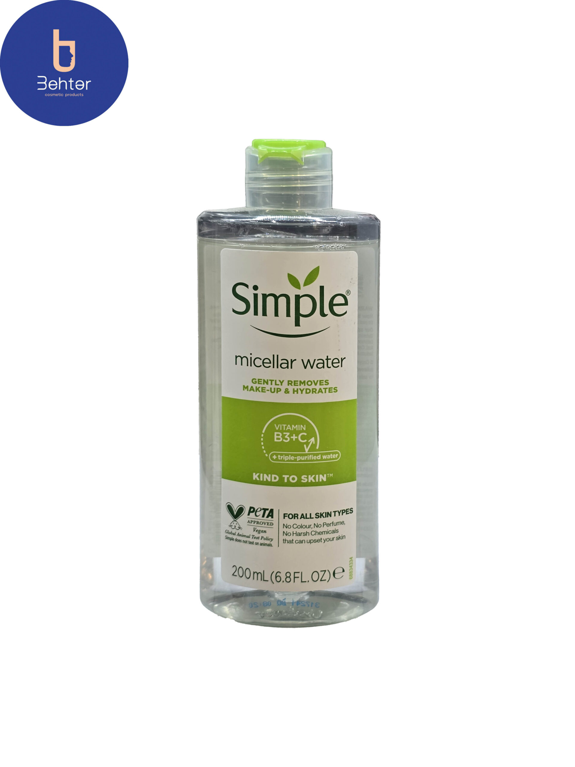 میسلار واتر سیمپل مناسب انواع پوست حجم 200 میل Simple Micellar Water, suitable for all skin types, 200 ml