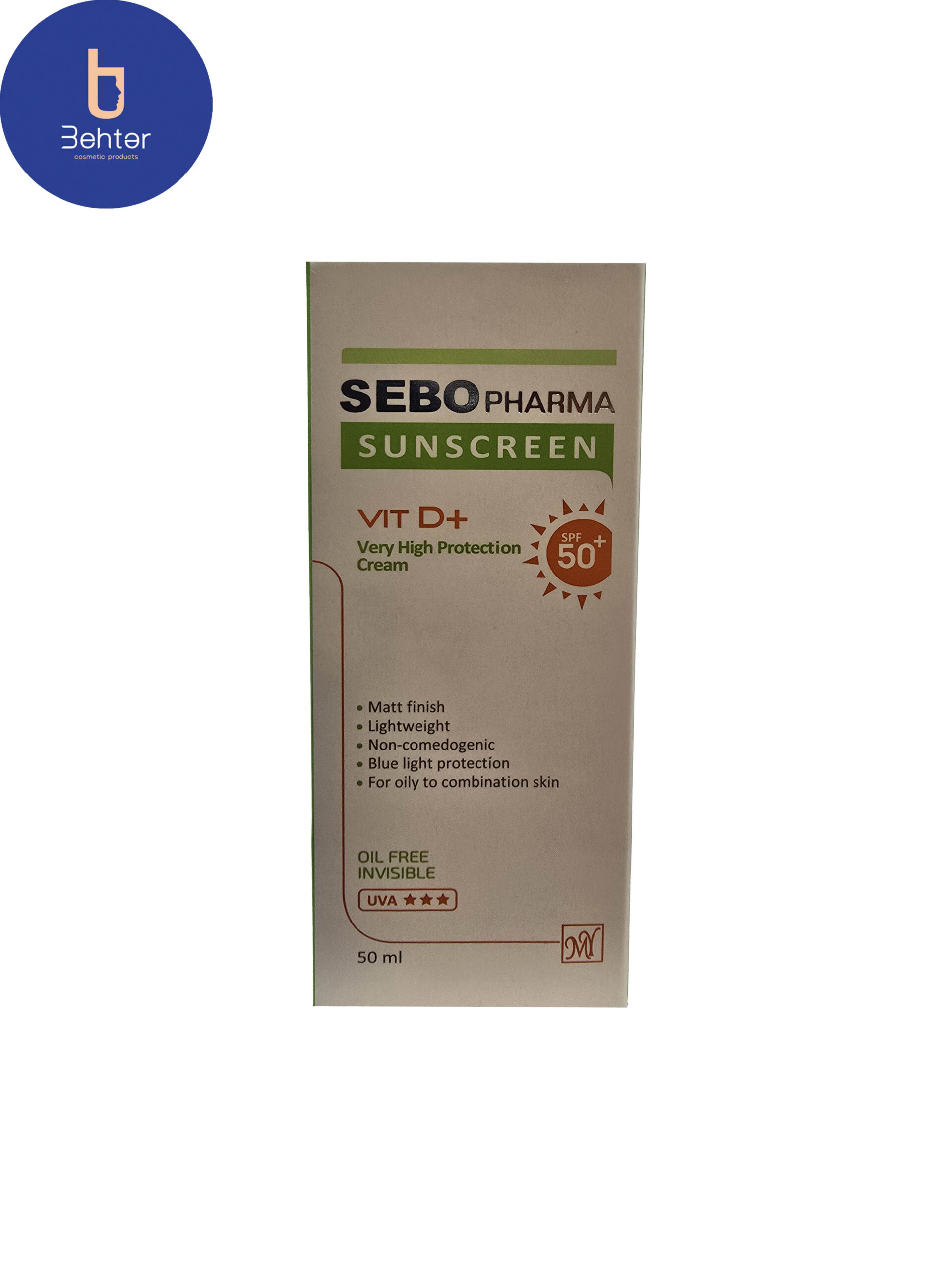 کرم ضد آفتاب فاقد چربی بی رنگ سبوفارما SPF50 حجم ۵۰ میل Sebop harma Colorless Oil-Free Sunscreen SPF50, 50 ml