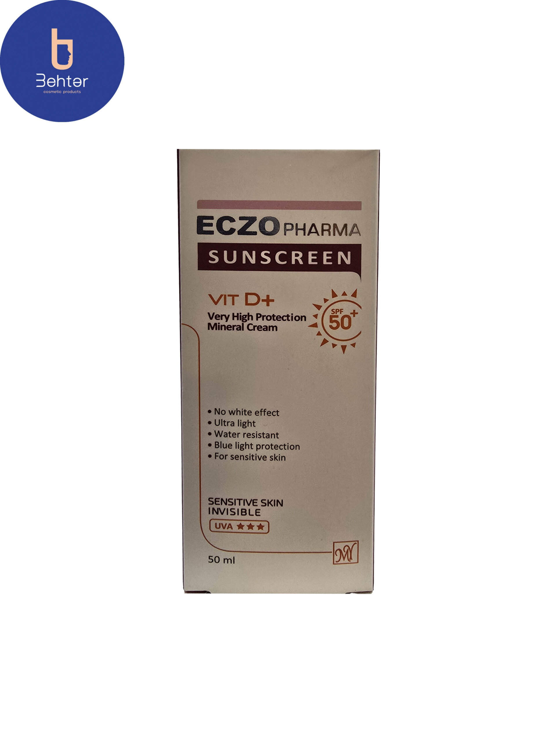 ضد آفتاب مینرال اگزوفارما مناسب پوست حساس SPF50(بی رنگ) 50میل Eczo pharma Mineral Sunscreen for Sensitive Skin SPF50 (Colorless) 50ml