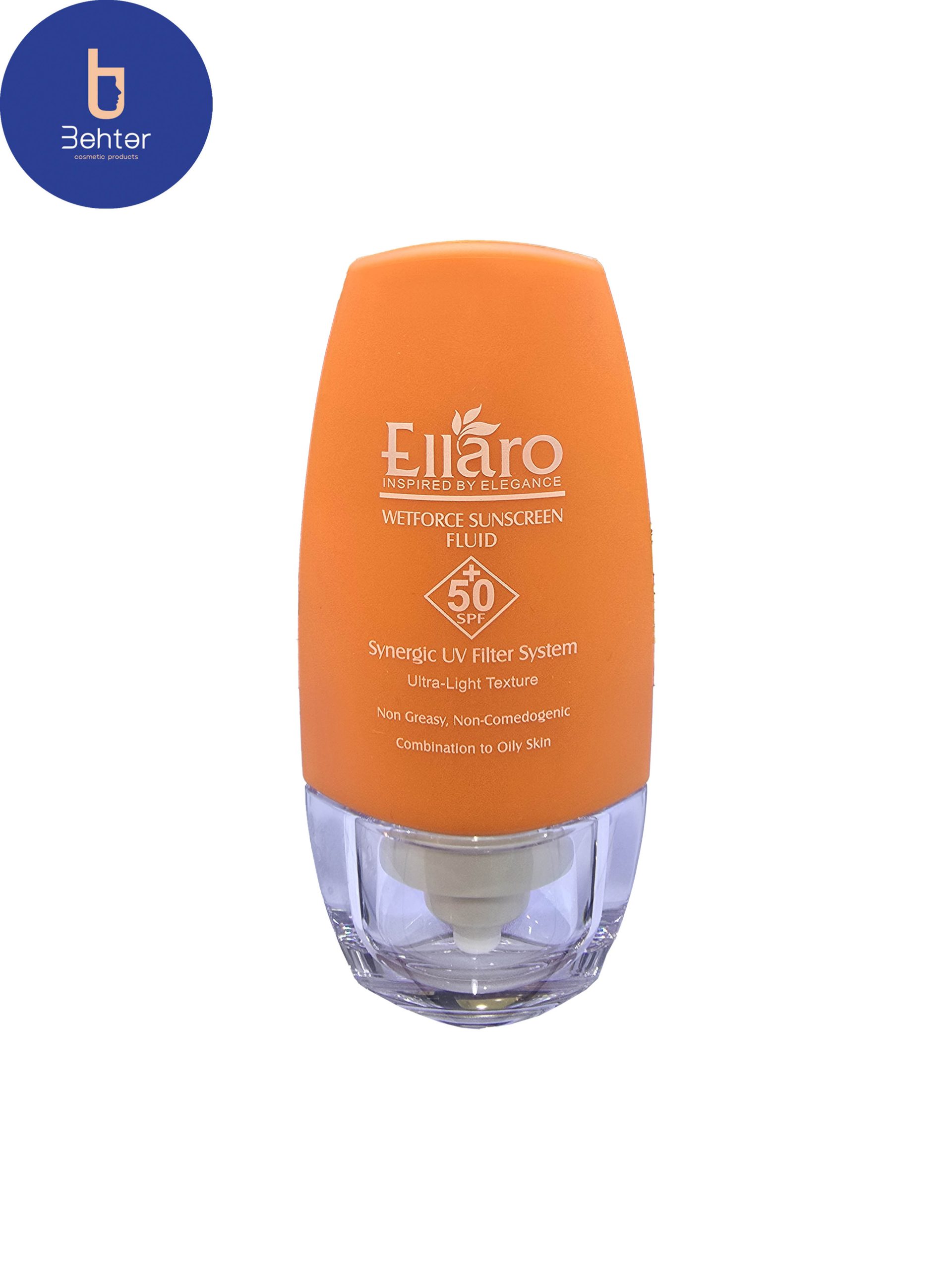ضد آفتاب فلوییدی وت فورس SPF 50 الارو 50میل Ellaro wetforce sunscreen fluid ,SPF 50, 50ml