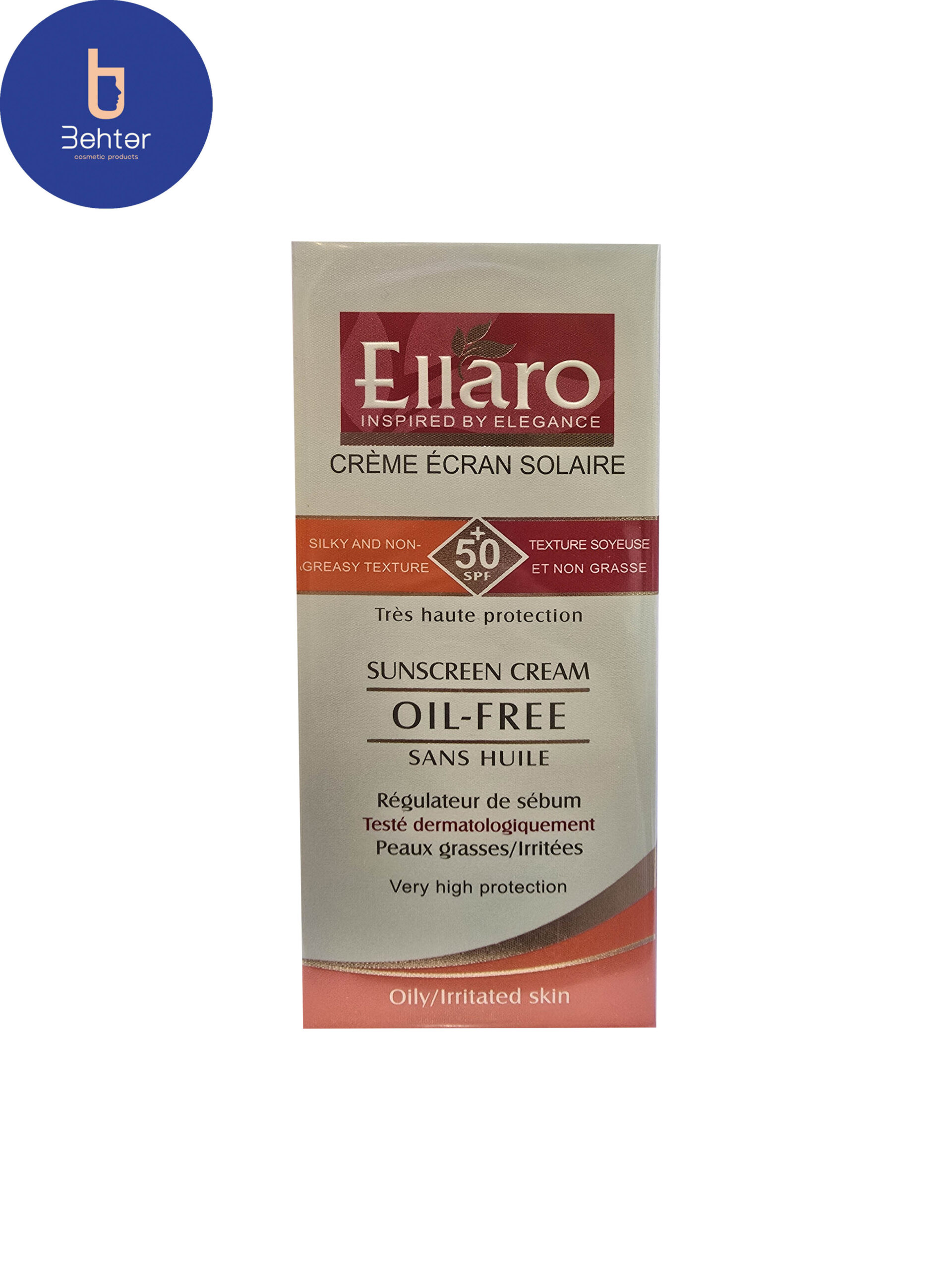 کرم ضد آفتاب فاقد چربی SPF 50 الارو (بدون رنگ) 40میل Ellaro Oil-Free Sunscreen SPF 50 (invisible) 40ml